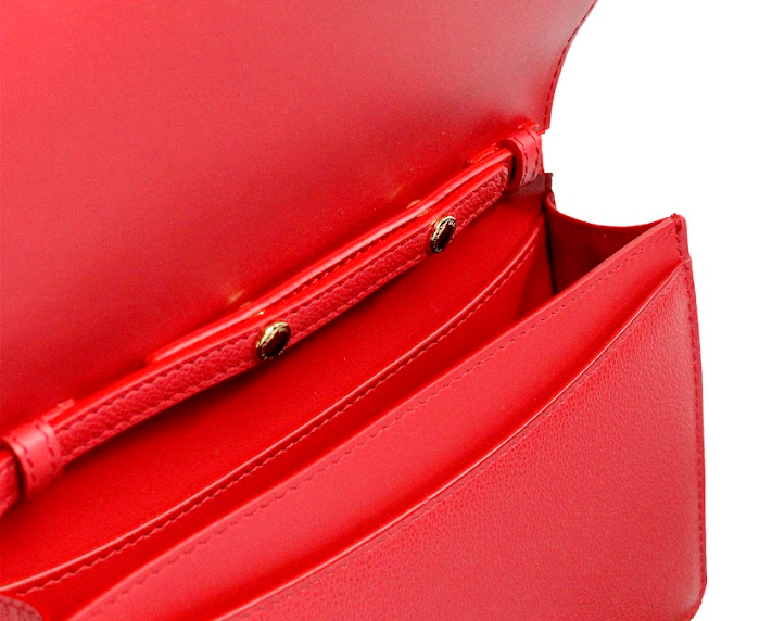 Hampshire Small Red Embossed Logo Smooth Leather Crossbody Bag - ventzia