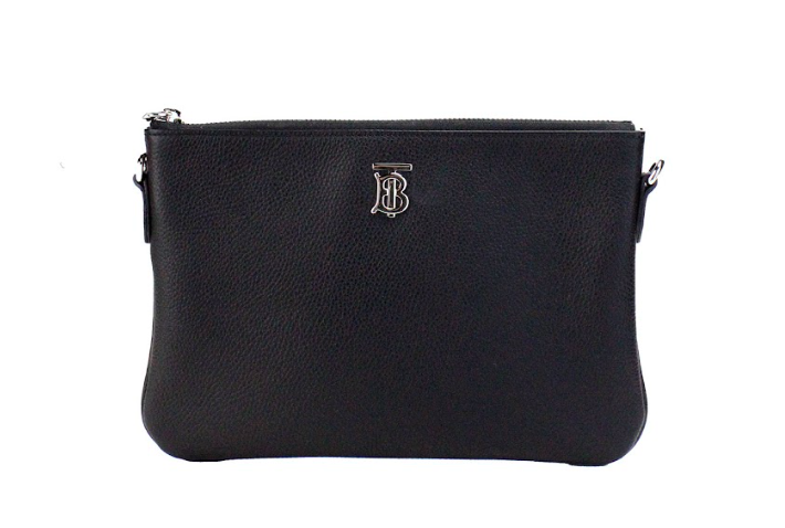 Peyton Monogram Black Leather Pouch Crossbody Bag Purse - ventzia