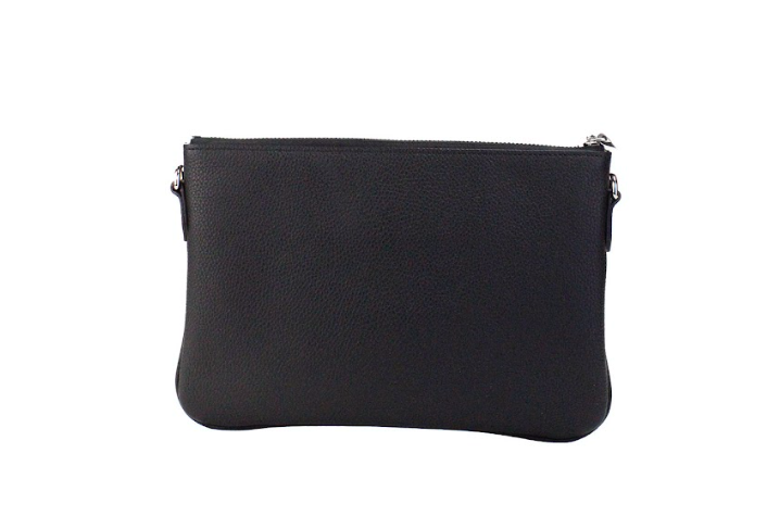Peyton Monogram Black Leather Pouch Crossbody Bag Purse - ventzia