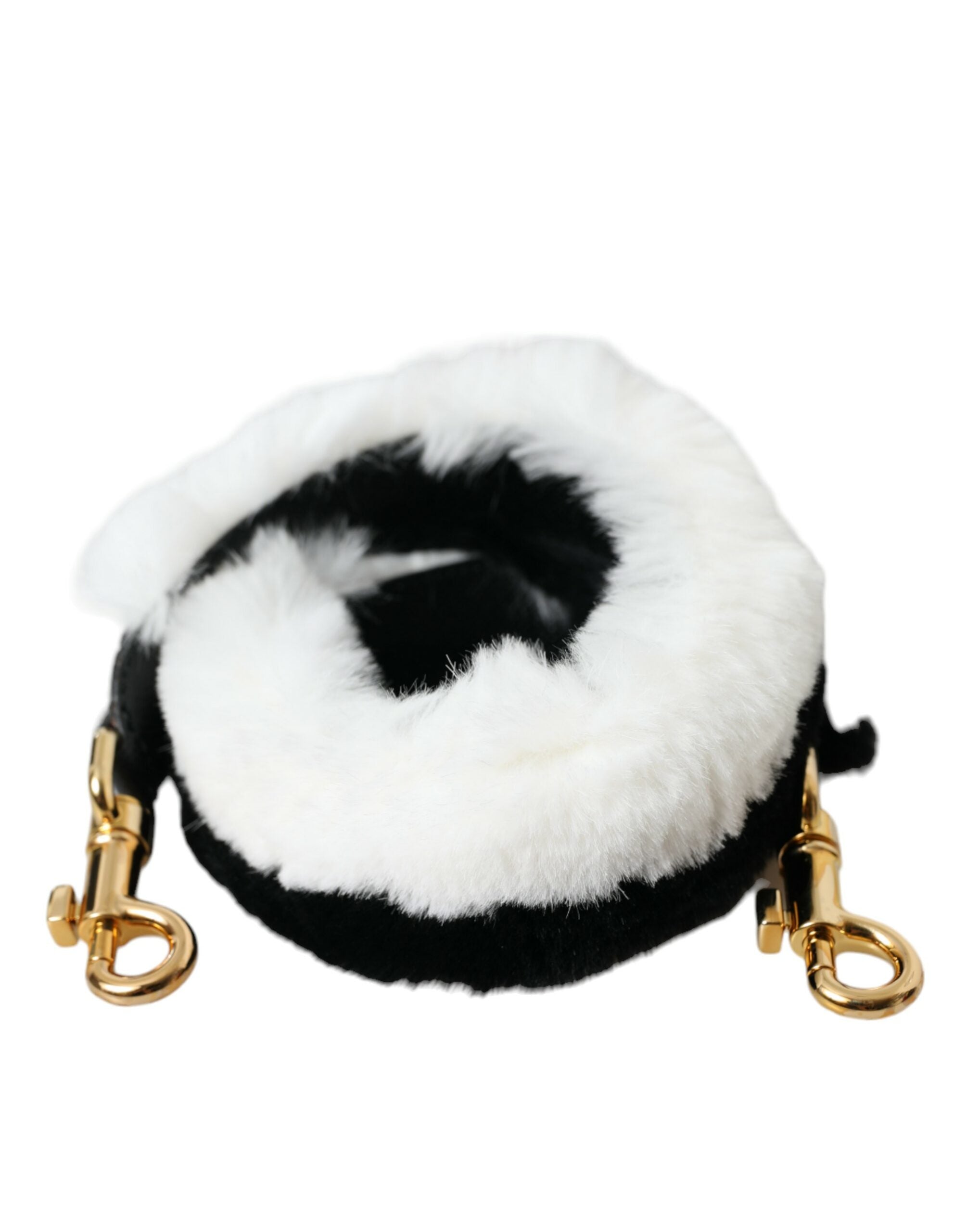Black White Lapin Fur Accessory Shoulder Strap - ventzia