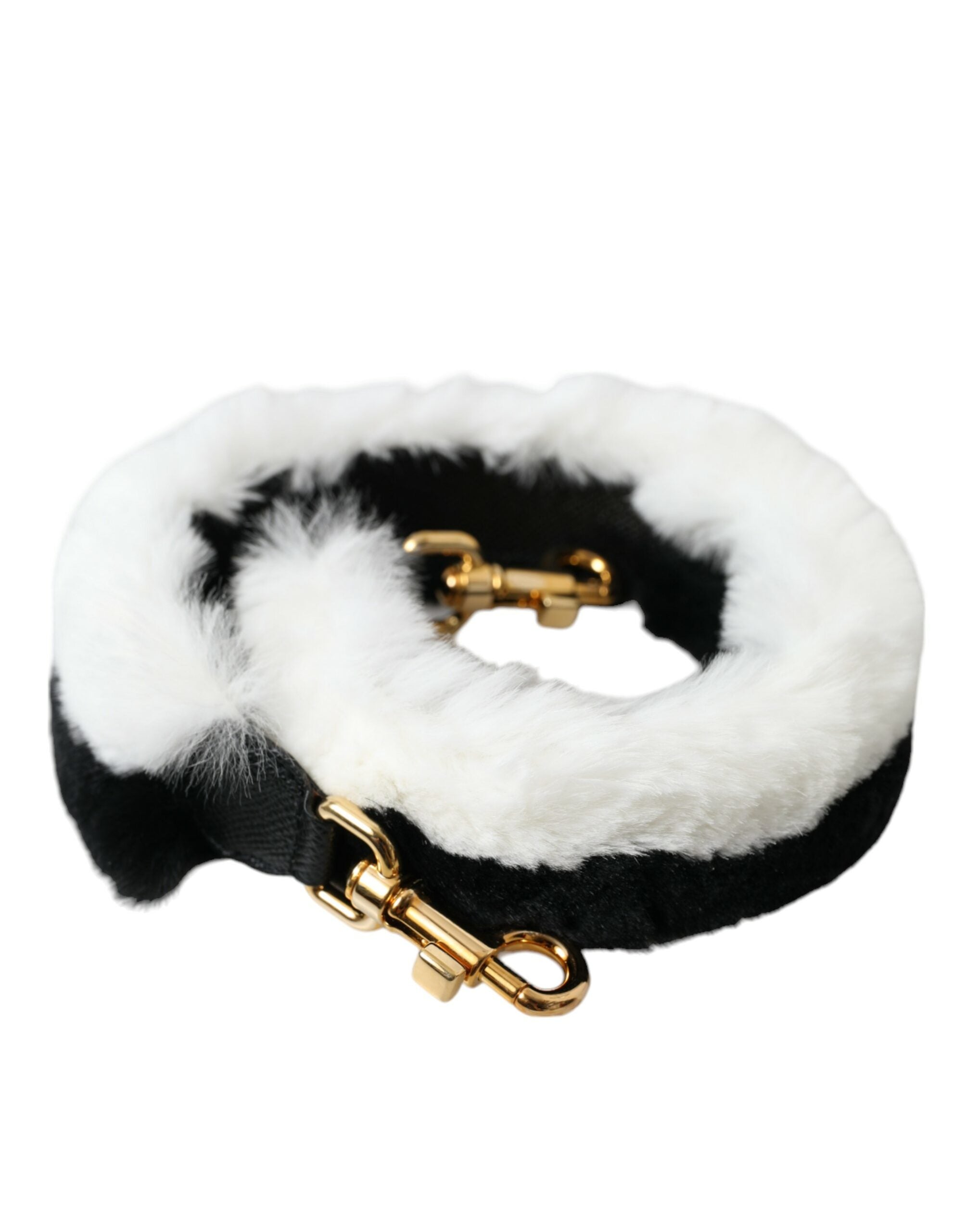 Black White Lapin Fur Accessory Shoulder Strap - ventzia