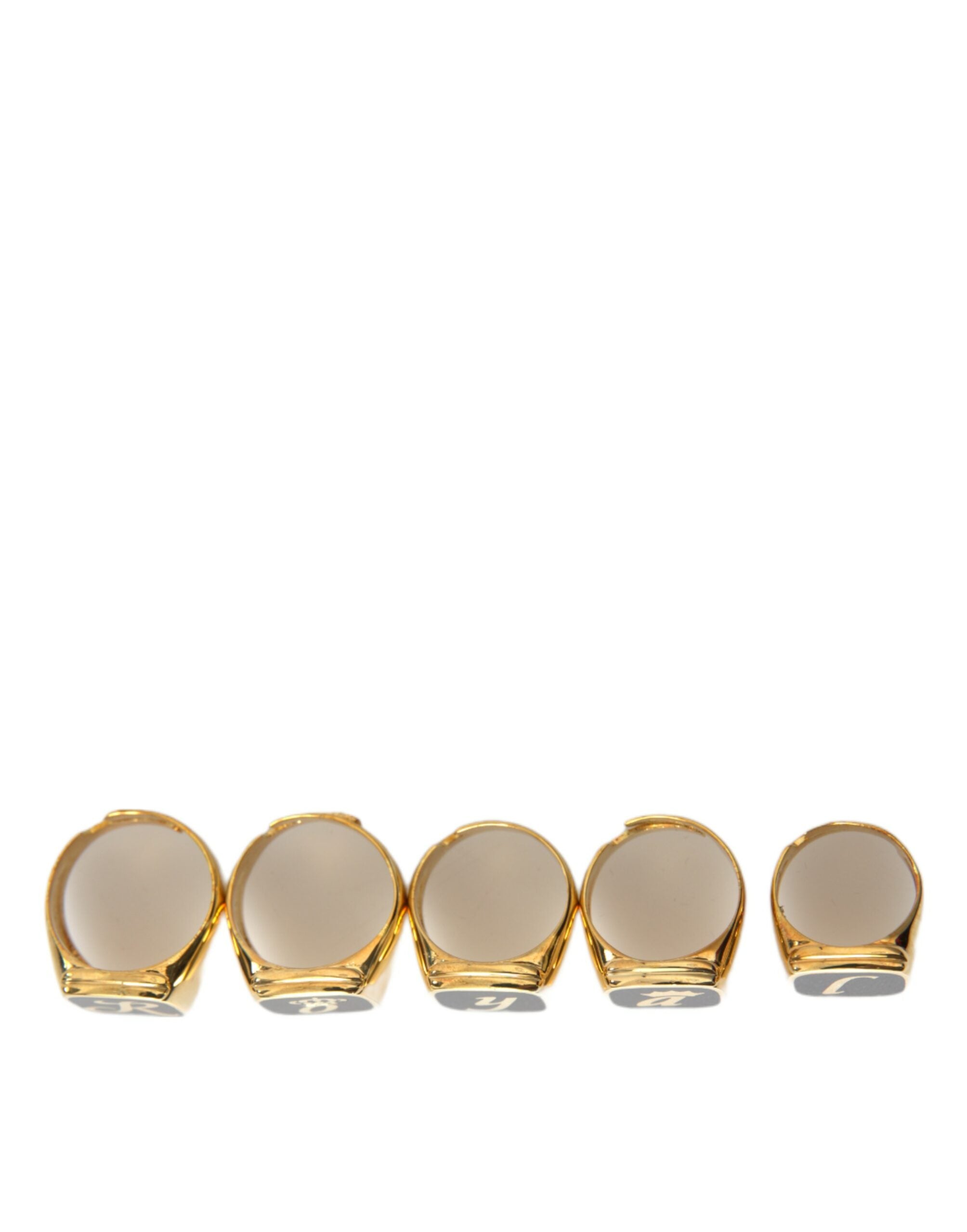 Gold Brass ROYAL Enamel Set of 5 Ring - ventzia