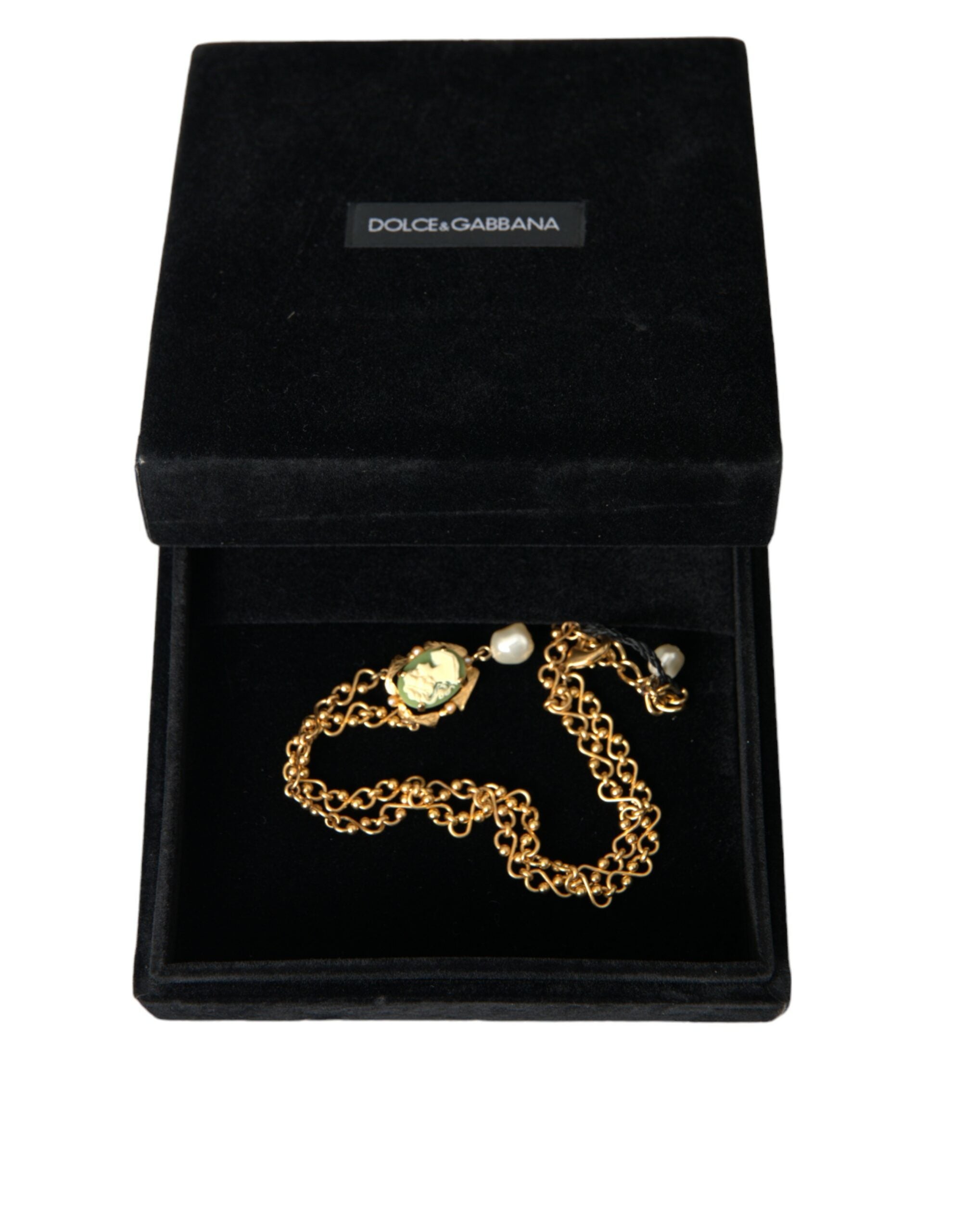 Gold Brass Chain Pearl Pendant Charm Necklace - ventzia