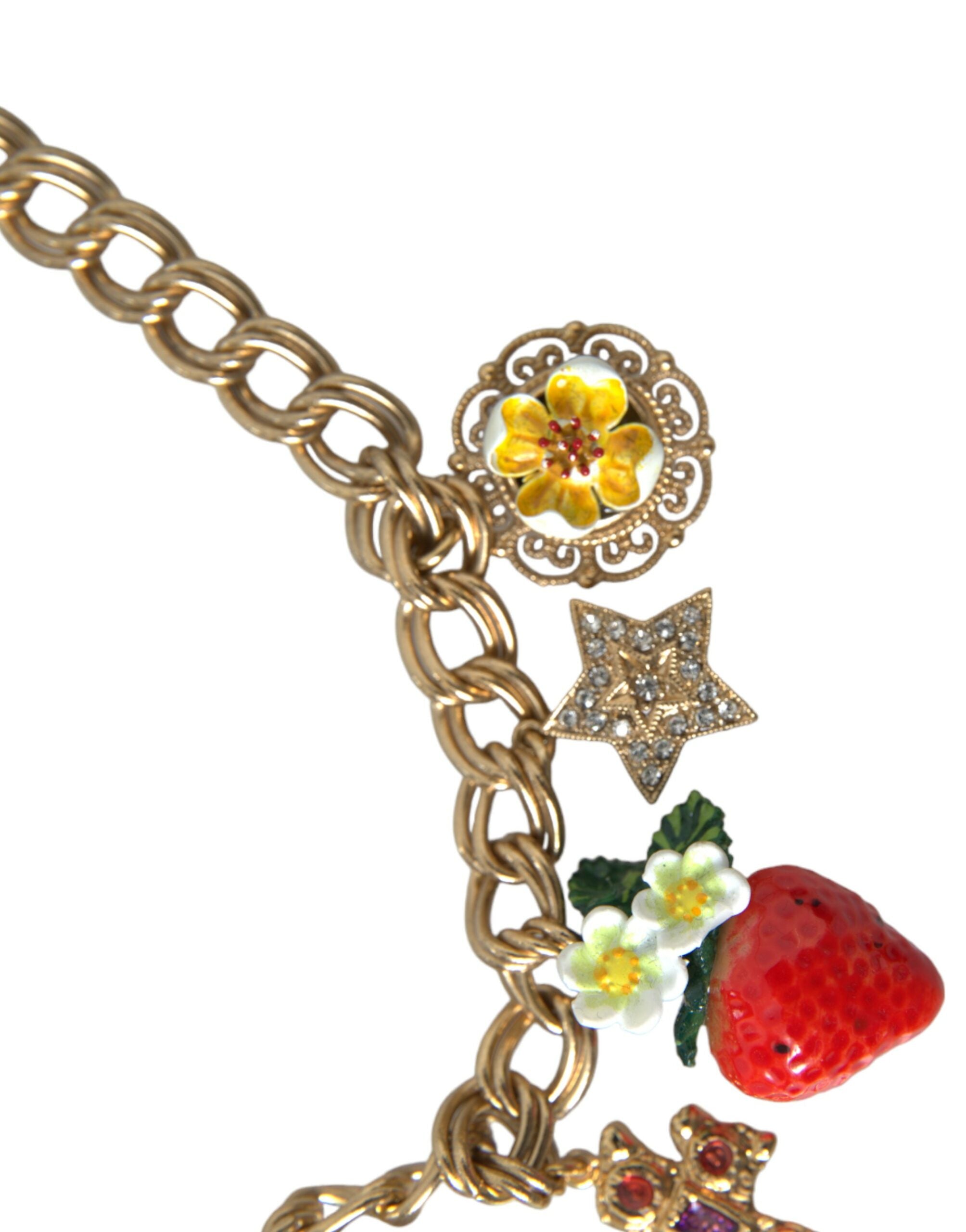 Gold Chain Rose Cross Strawberry Star Pendant Necklace - ventzia