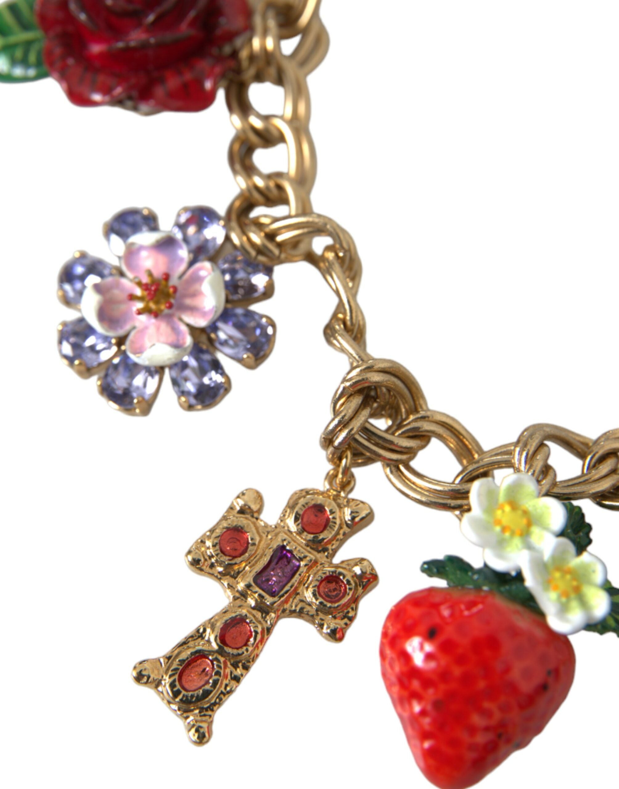 Gold Chain Rose Cross Strawberry Star Pendant Necklace - ventzia