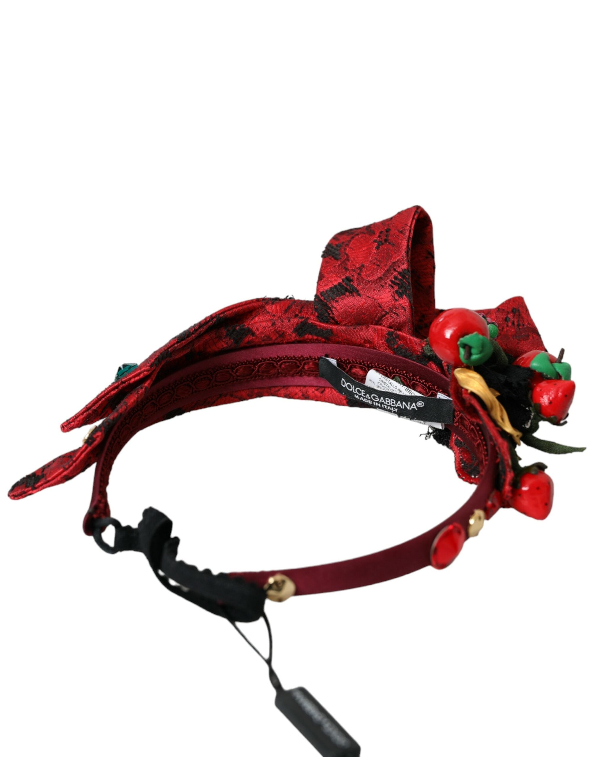 Red Cherry Sicily Embellished Women Hairband Diadem - ventzia