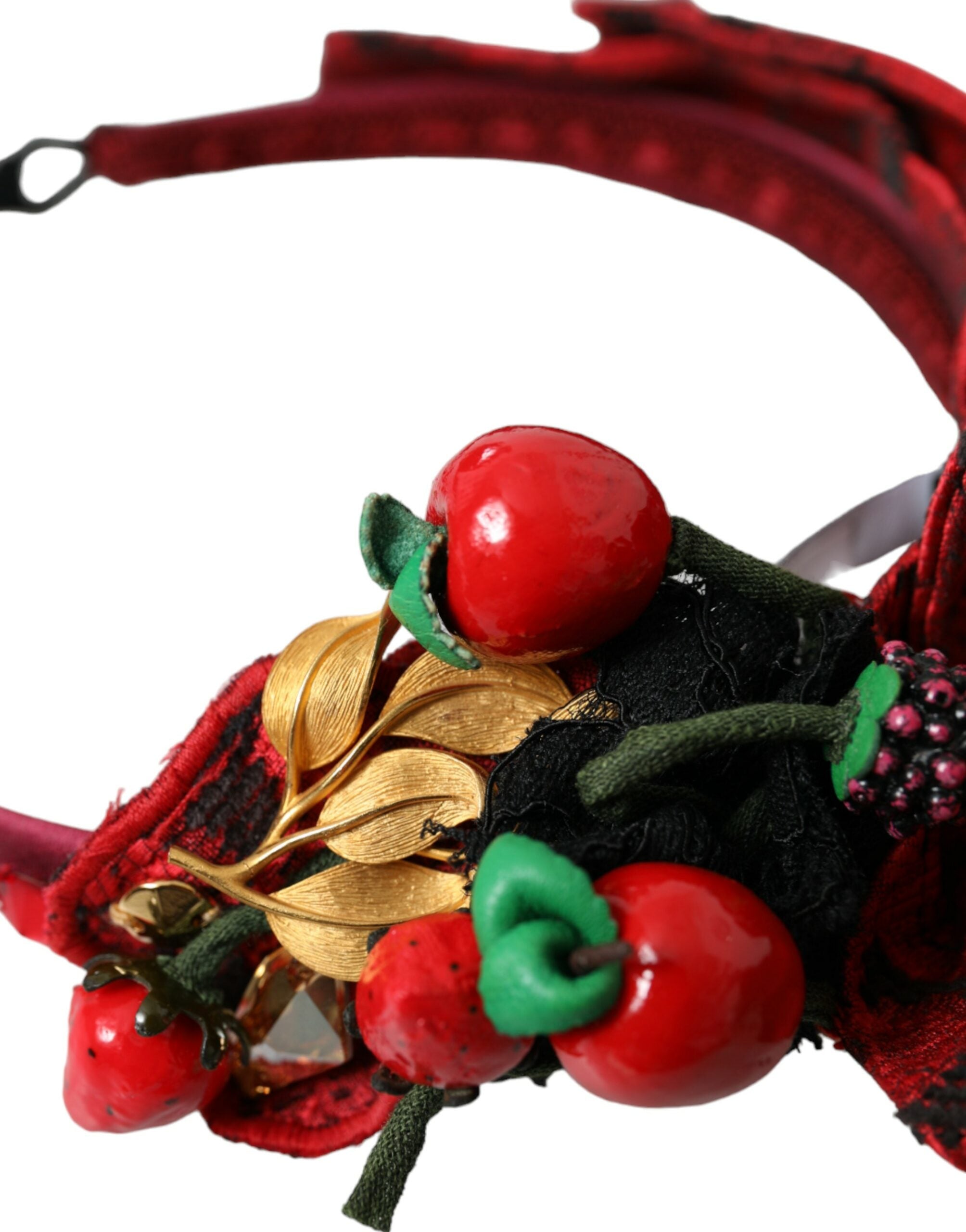 Red Cherry Sicily Embellished Women Hairband Diadem - ventzia