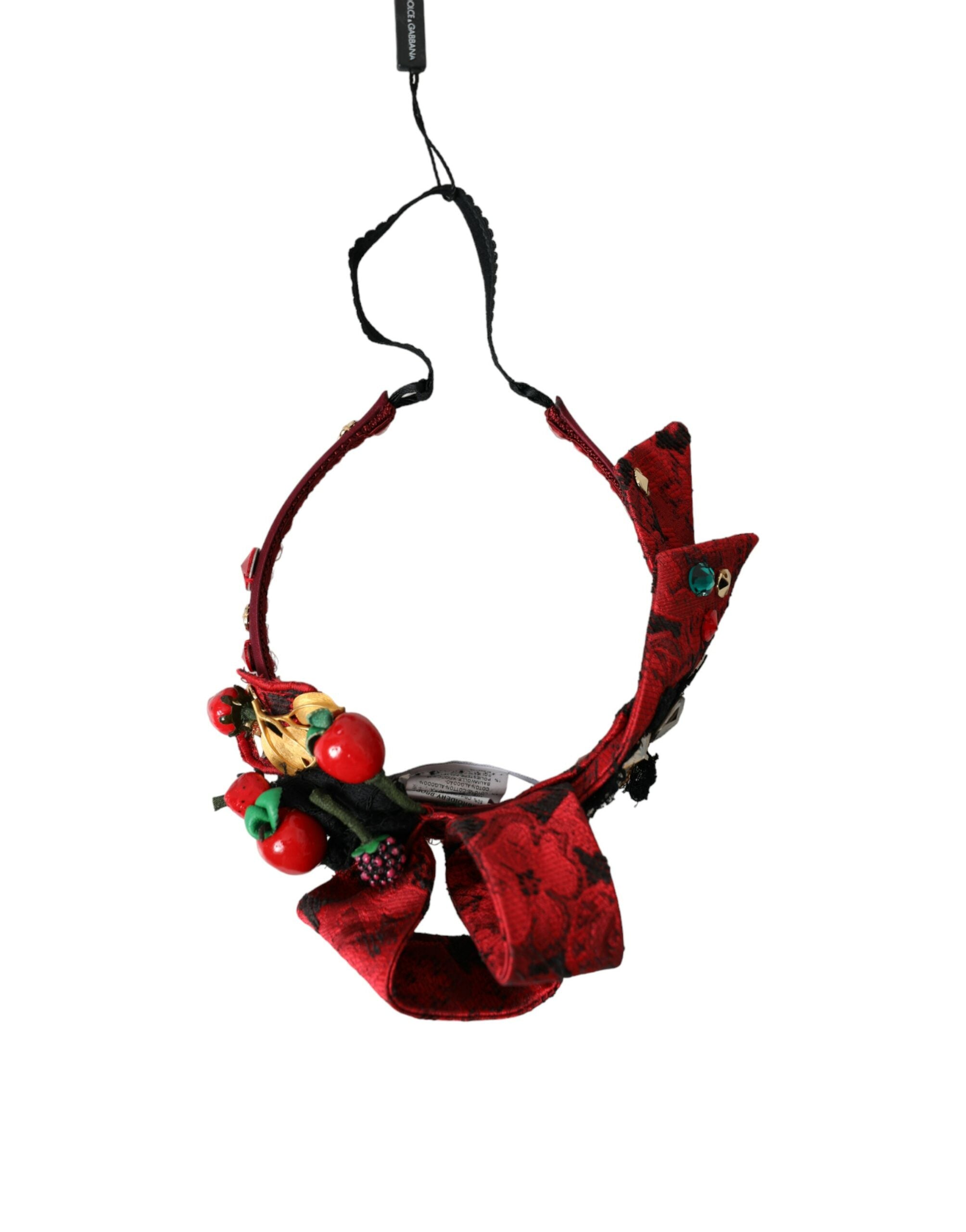 Red Cherry Sicily Embellished Women Hairband Diadem - ventzia