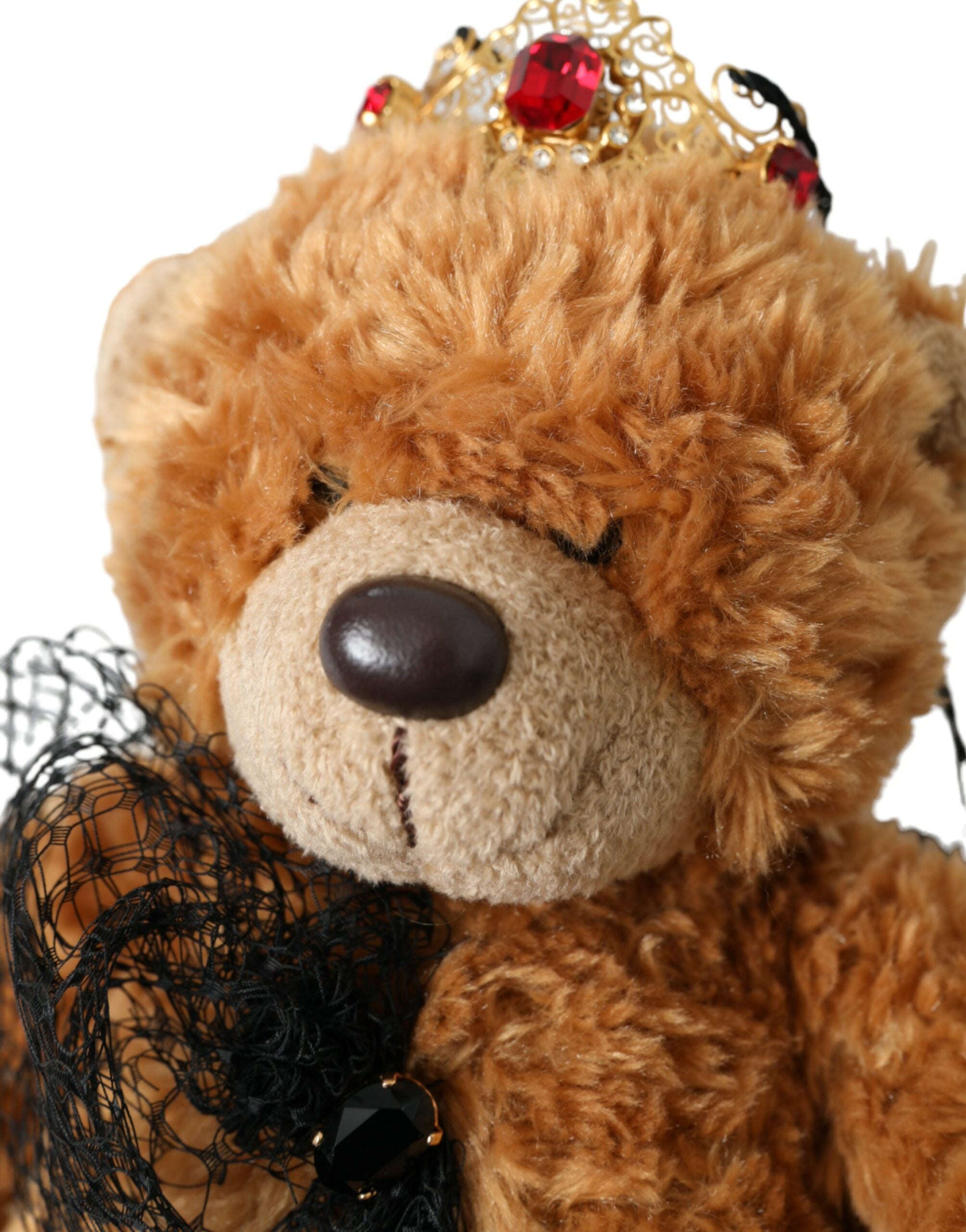 Brown Teddy Bear Gold Crystal Crown Hair Band Diadem - ventzia