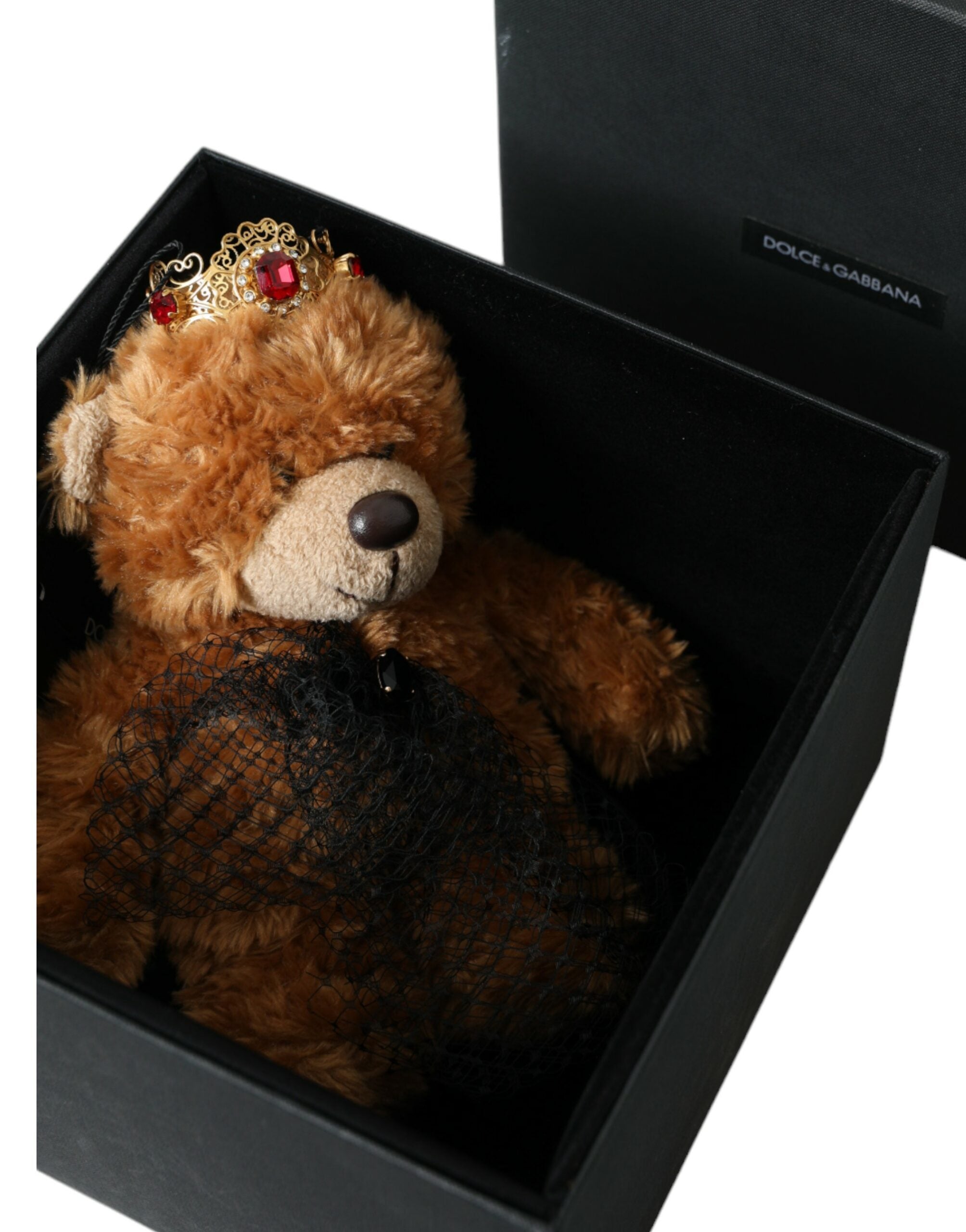 Brown Teddy Bear Gold Crystal Crown Hair Band Diadem - ventzia