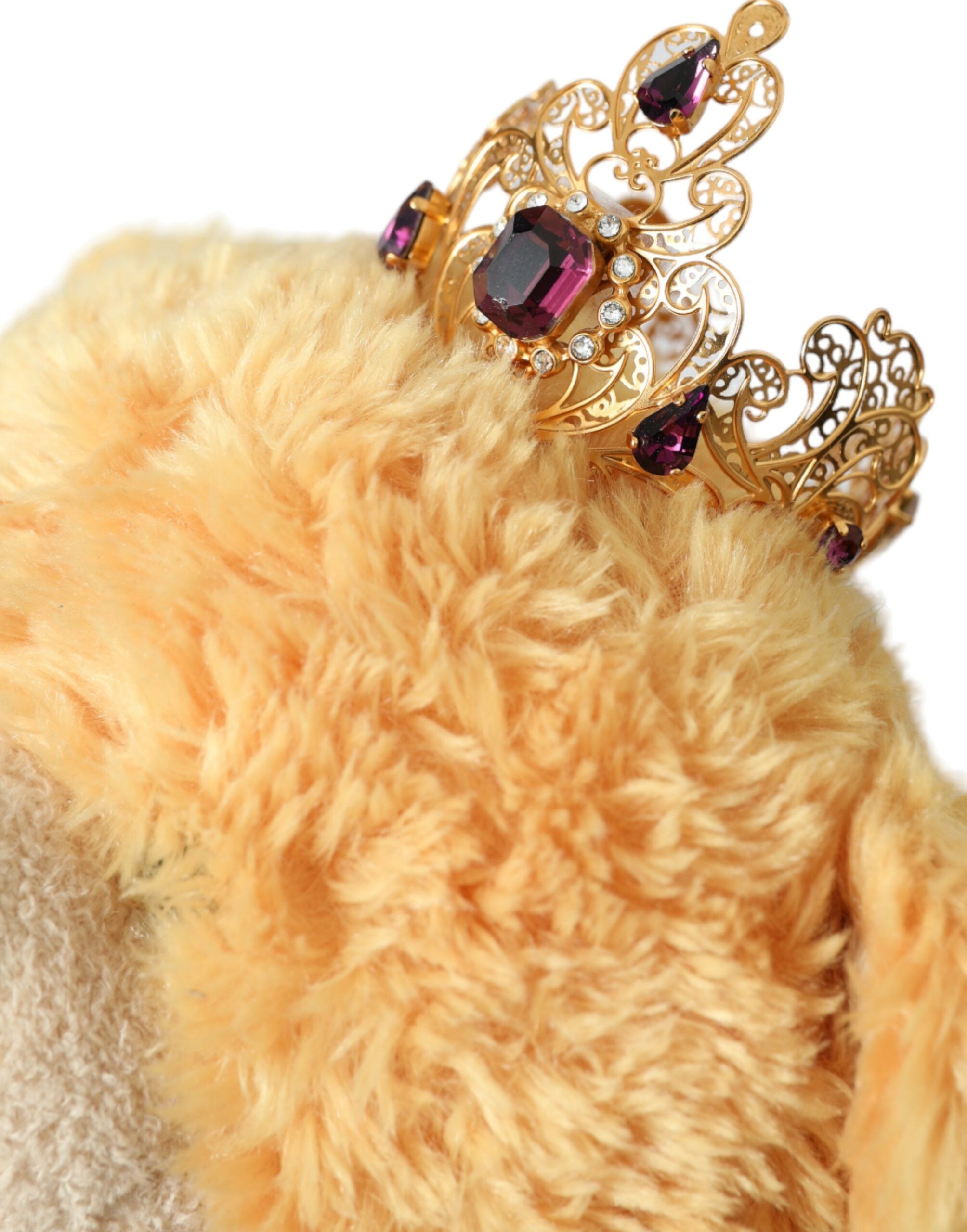 Brown Teddy Bear Gold Crystal Crown Hair Band Diadem - ventzia