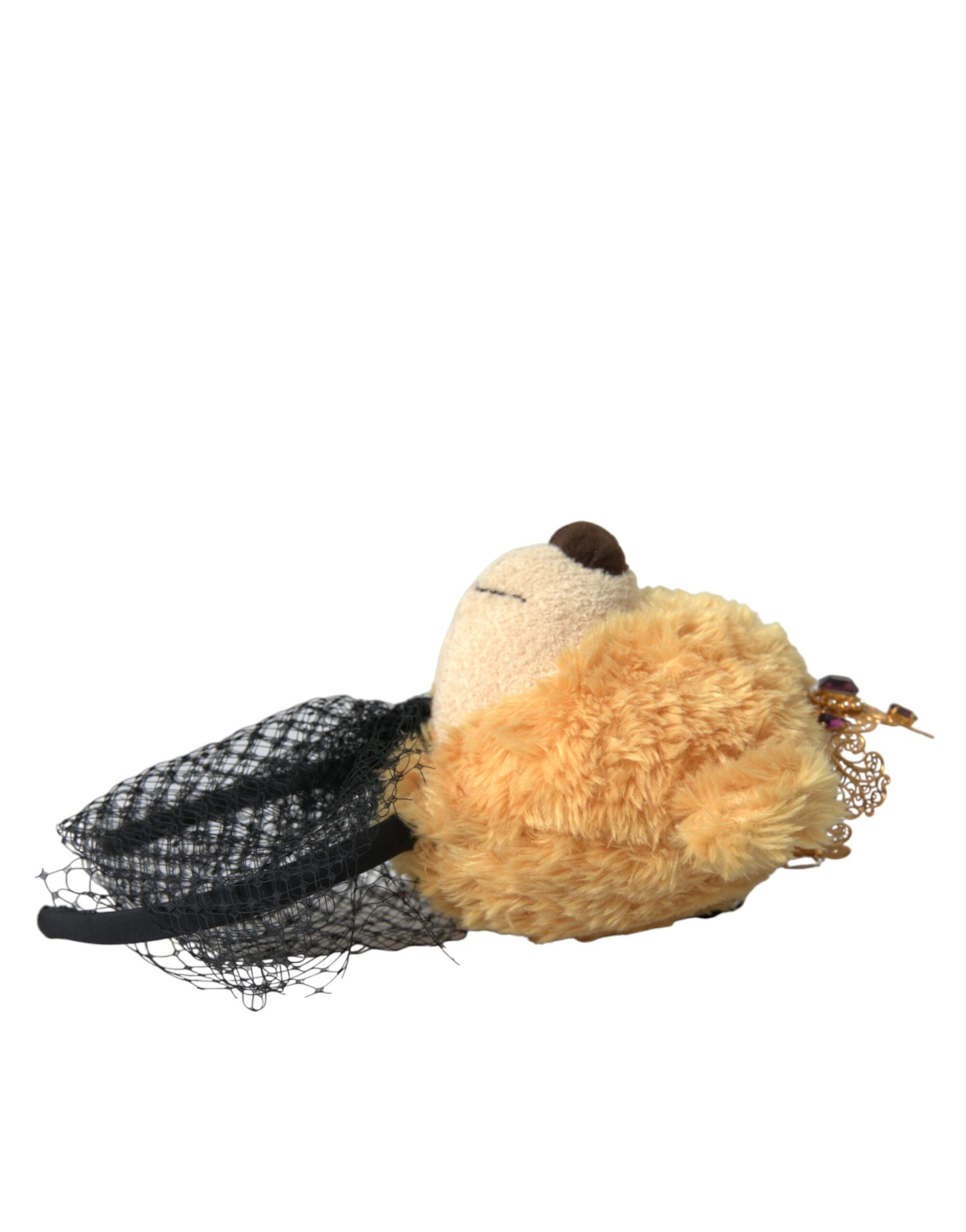 Brown Teddy Bear Gold Crystal Crown Hair Band Diadem - ventzia