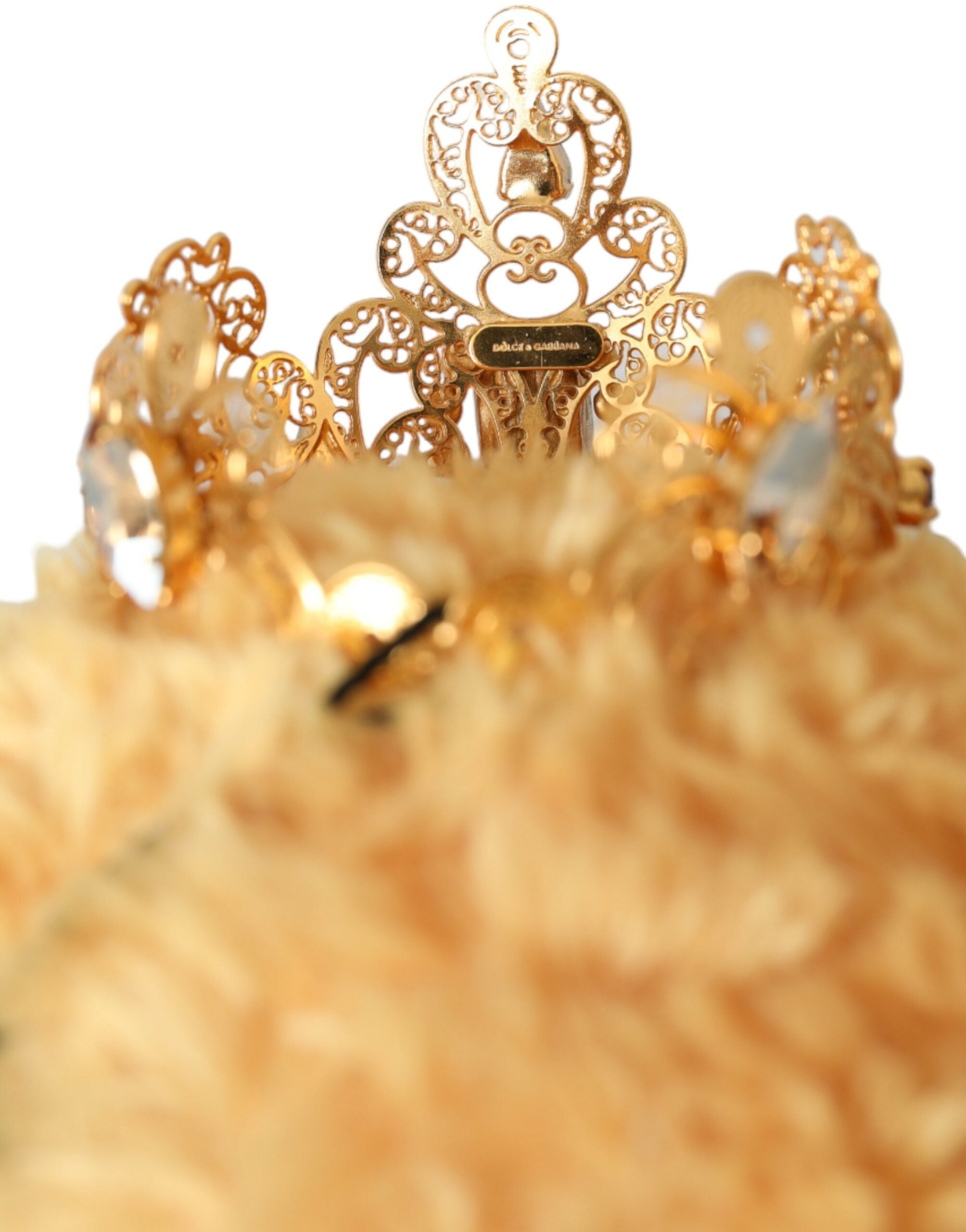 Brown Teddy Bear Gold Crystal Crown Hair Band Diadem - ventzia