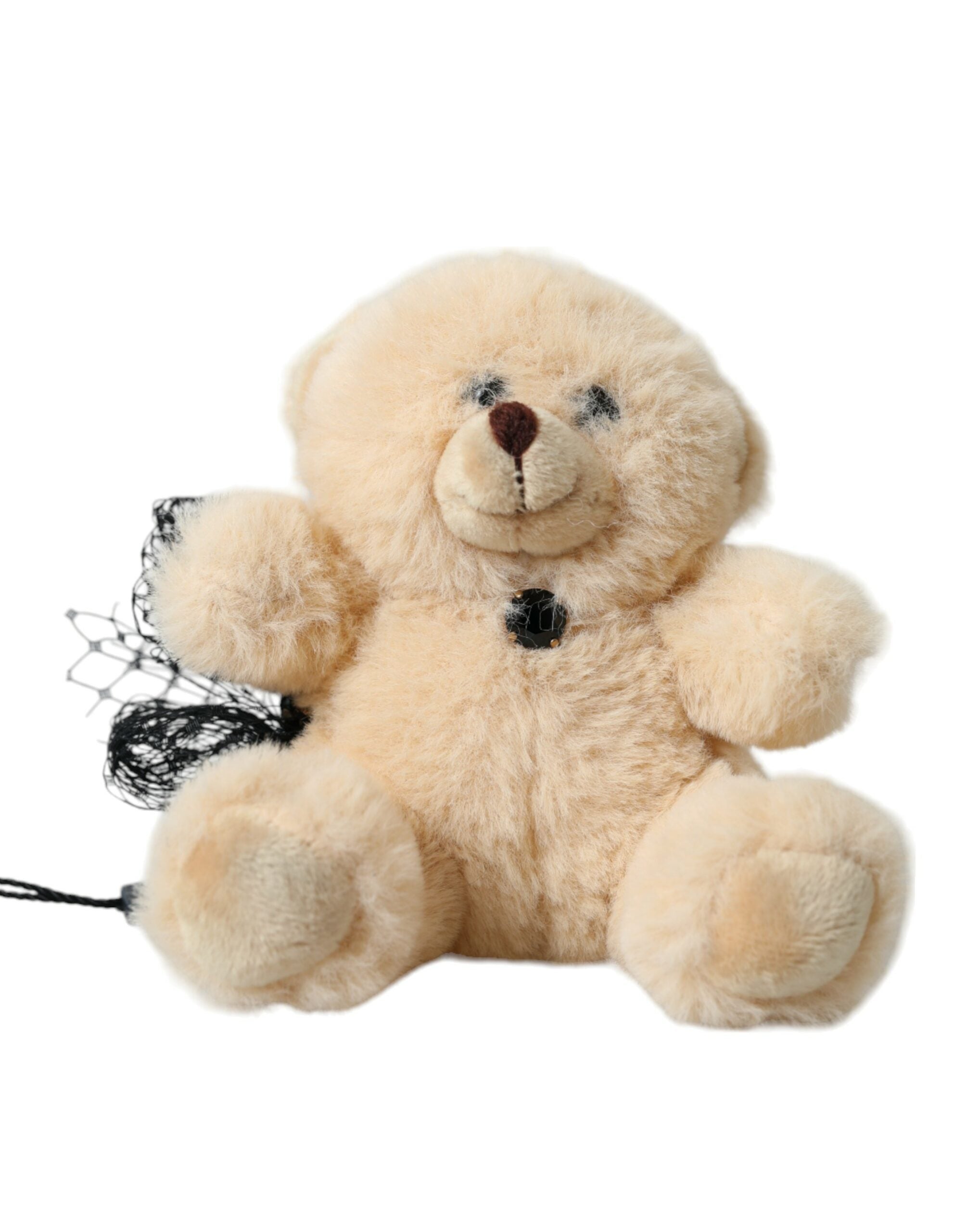 Beige Teddy Bear Mesh Net Band Hair Clip - ventzia