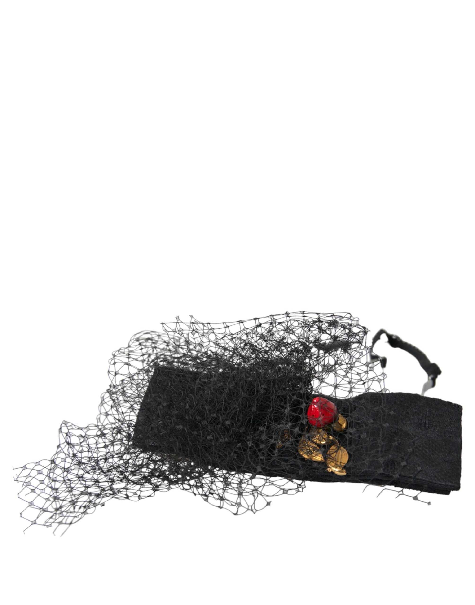 Black Strawberry Sicily Crystal Mesh Net Headband Diadem - ventzia