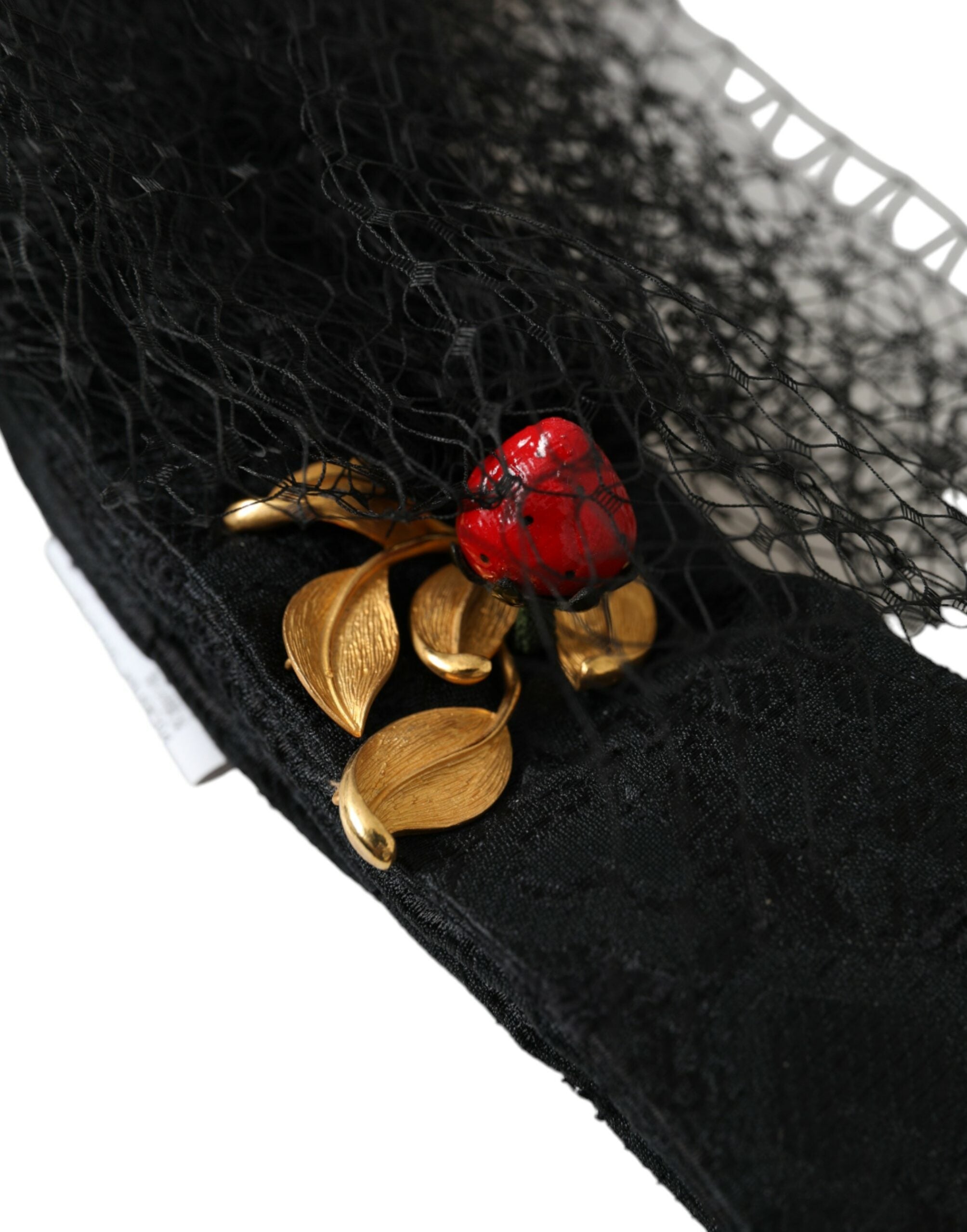 Black Strawberry Sicily Crystal Mesh Net Headband Diadem - ventzia