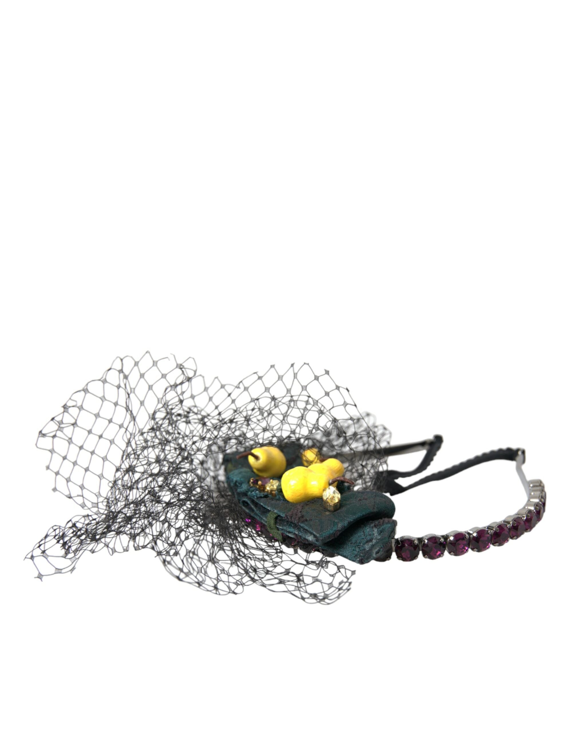 Black Lemons Sicily Purple Crystal Net Headband Diadem - ventzia