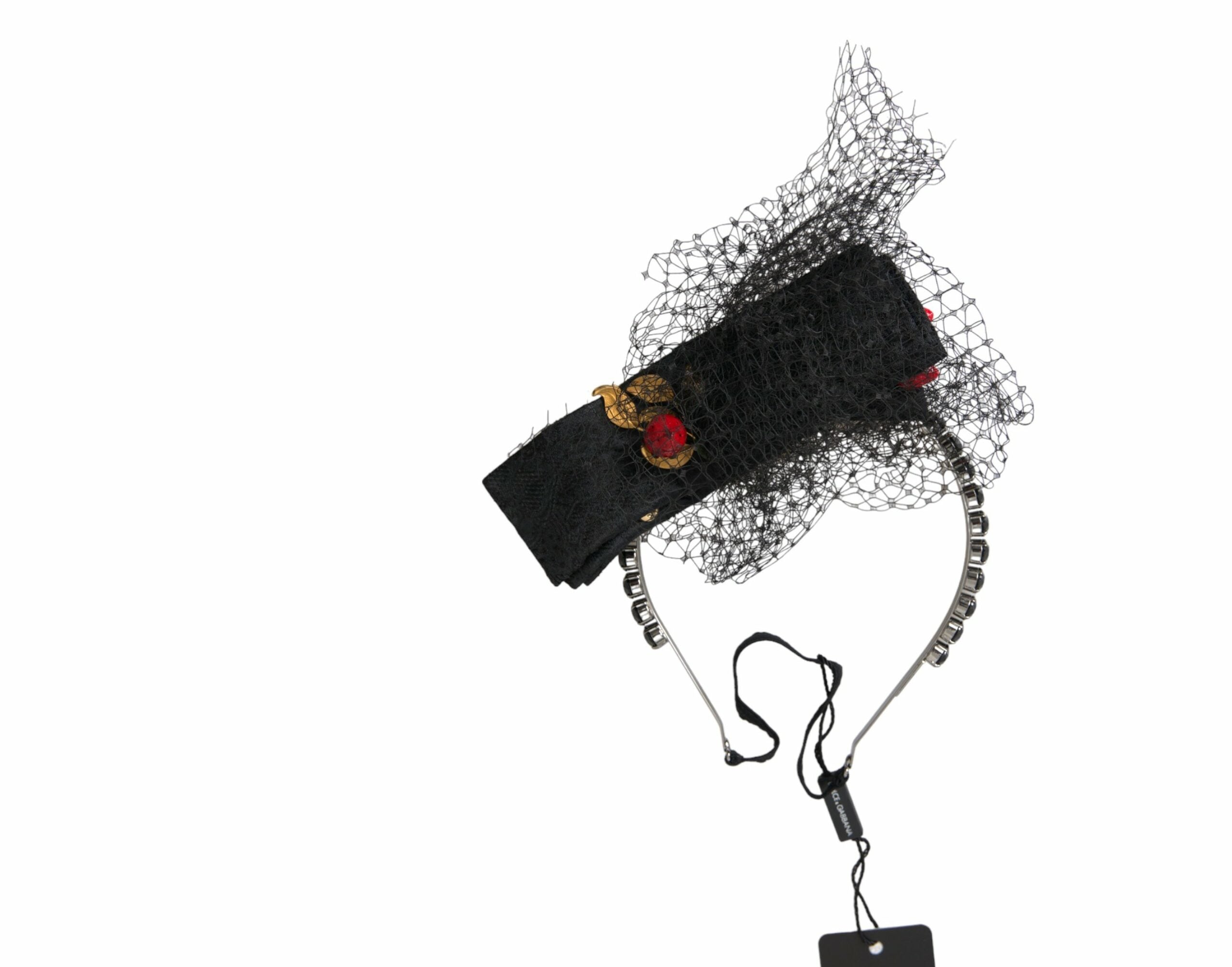 Black Strawberry Sicily Crystal Mesh Net Headband Diadem - ventzia