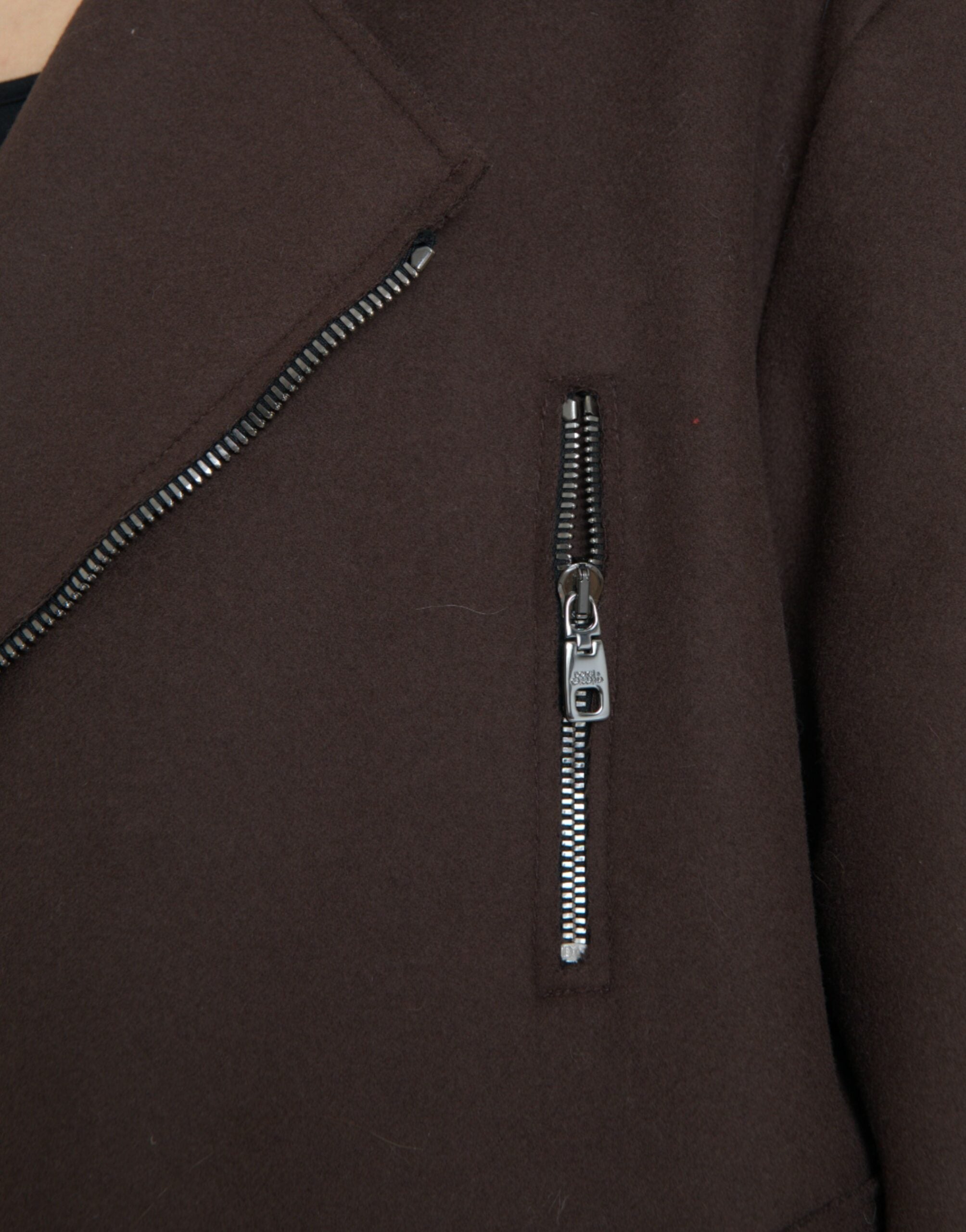 Brown Coat Short Biker Wool Jacket - ventzia