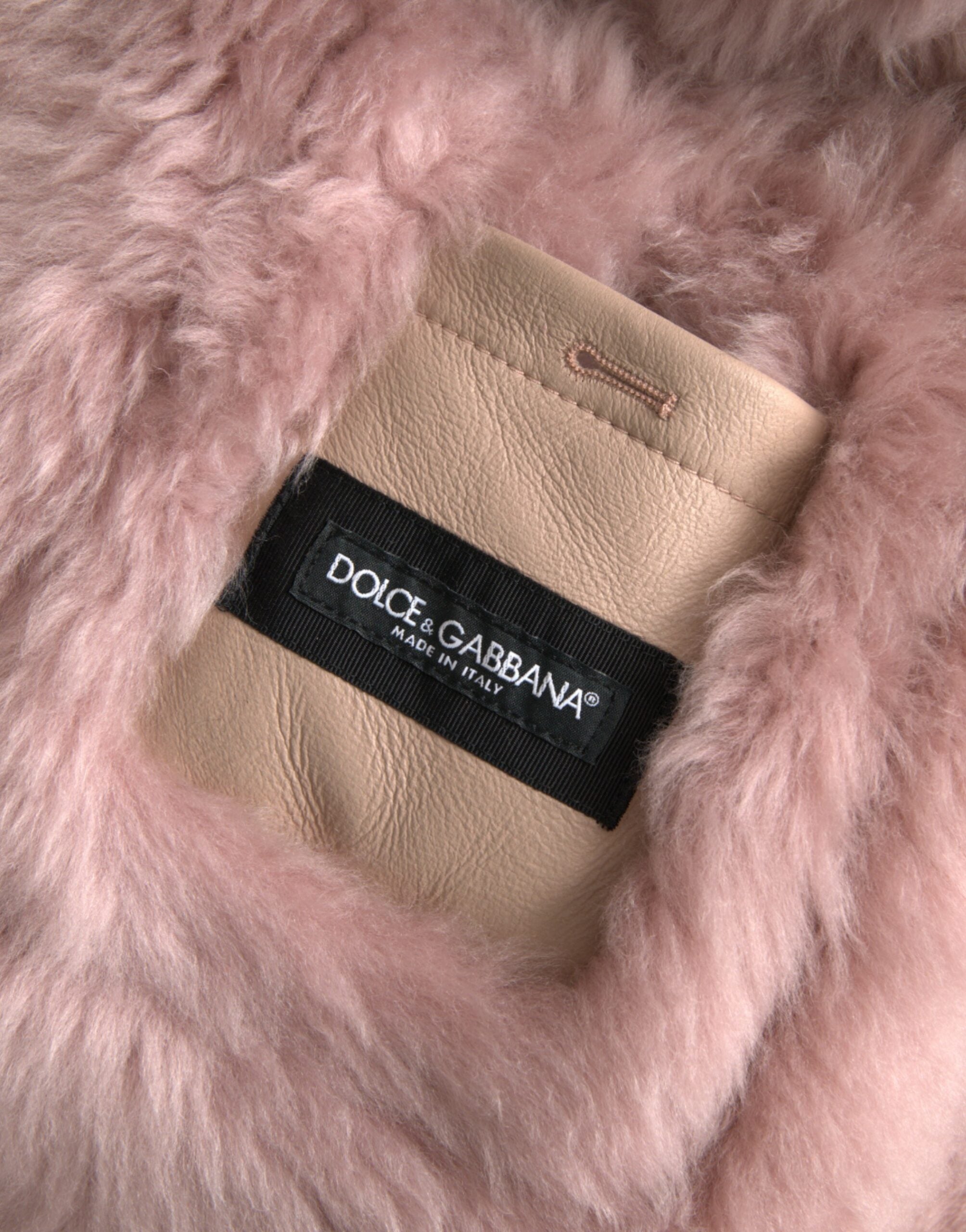 Beige Pink Lamb Leather Shearling Coat Jacket - ventzia