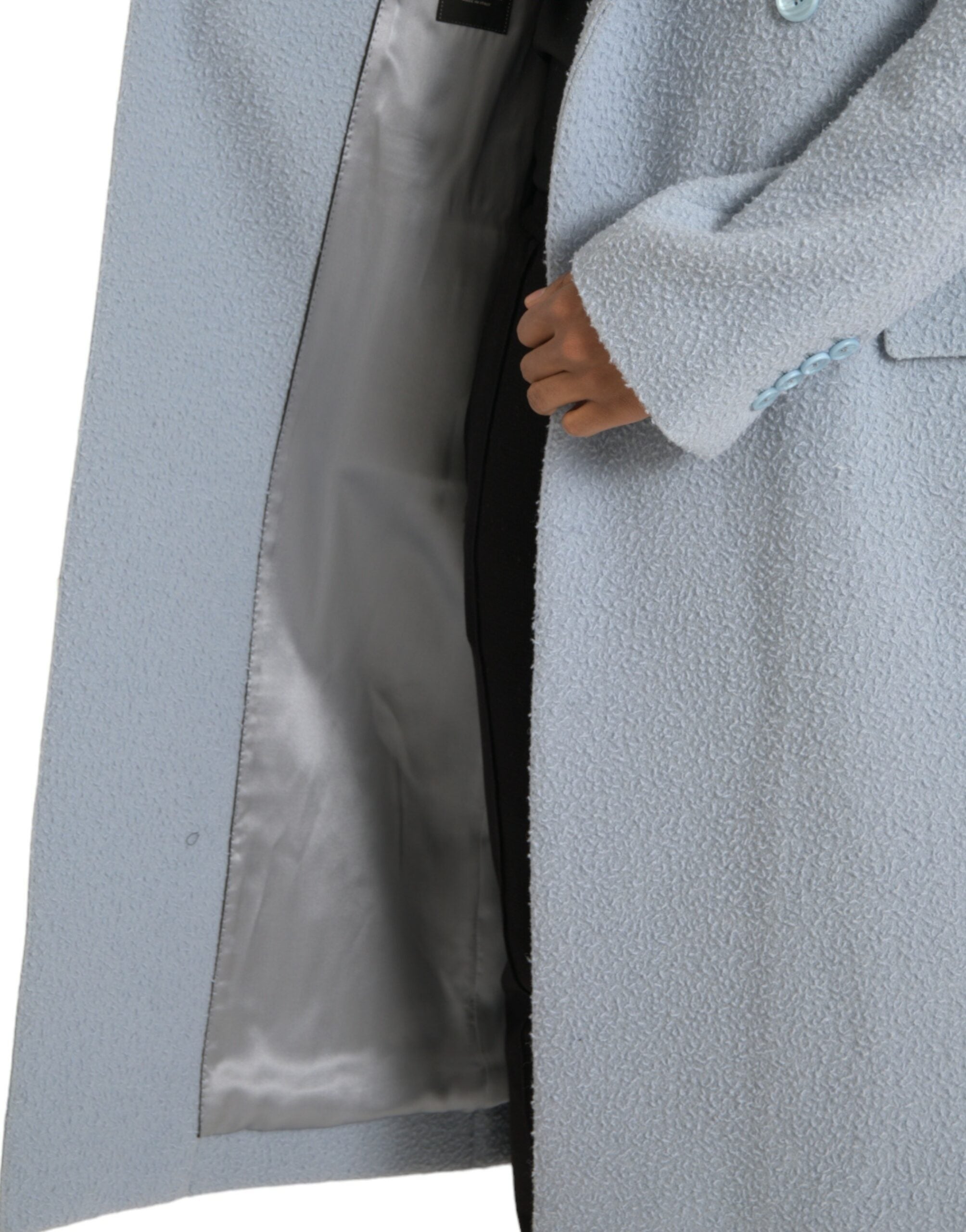 Blue Double Breasted Long Trench Coat Jacket - ventzia