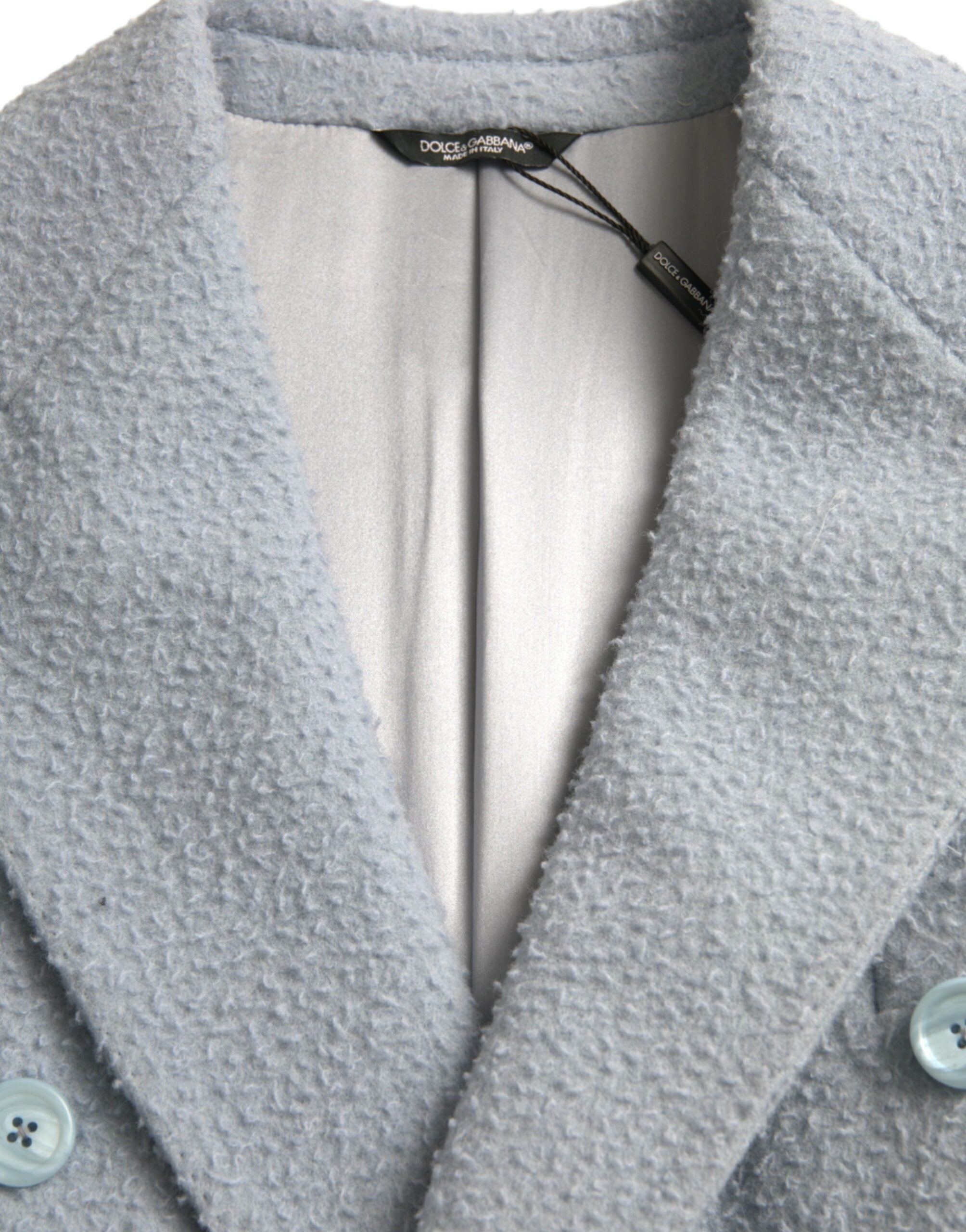 Blue Double Breasted Long Trench Coat Jacket - ventzia