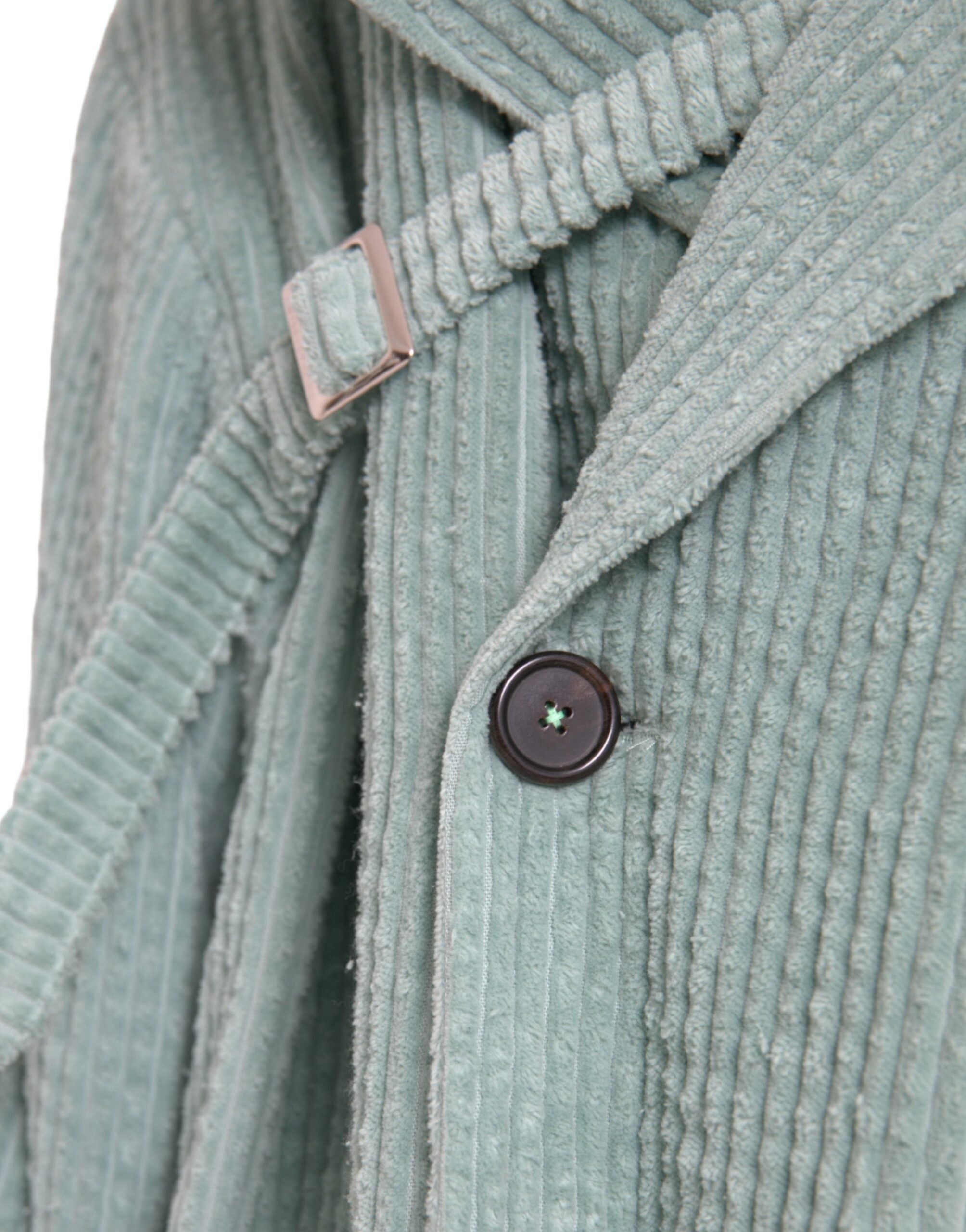 Blue Double Breasted Corduroy Cotton Jacket - ventzia