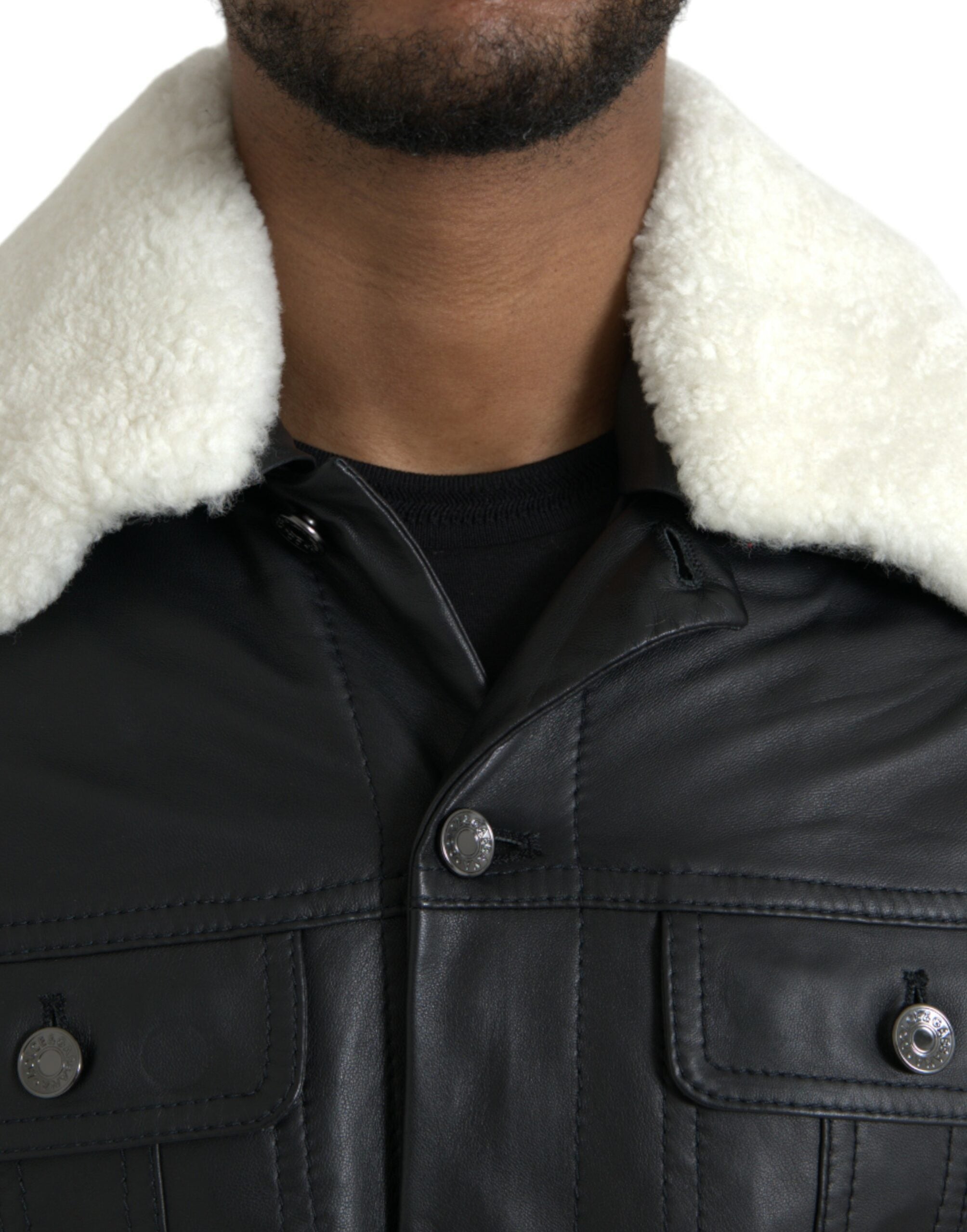 Black Leather Fur Collar Biker Coat Jacket - ventzia