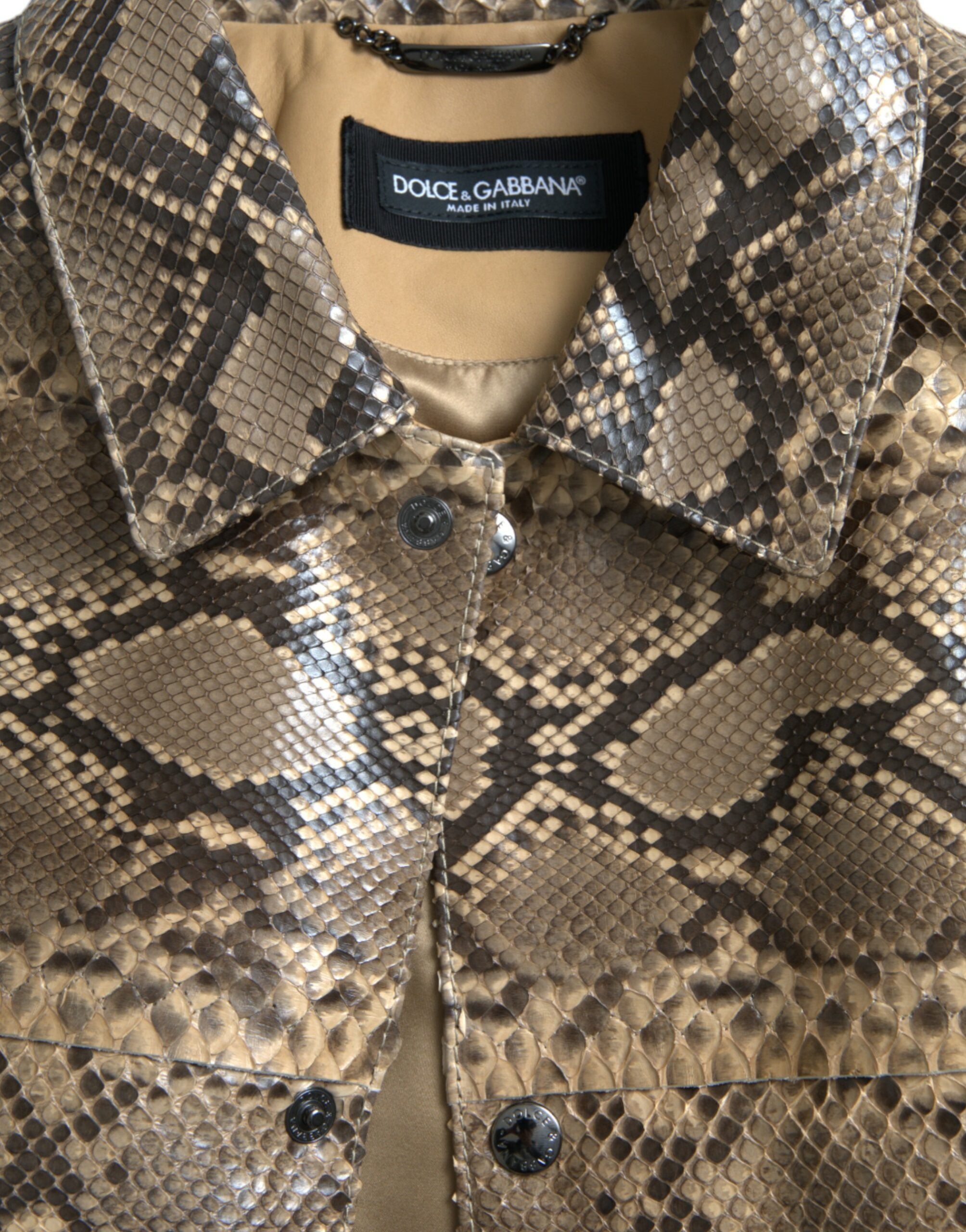 Beige Exotic Leather Biker Blouson Jacket - ventzia