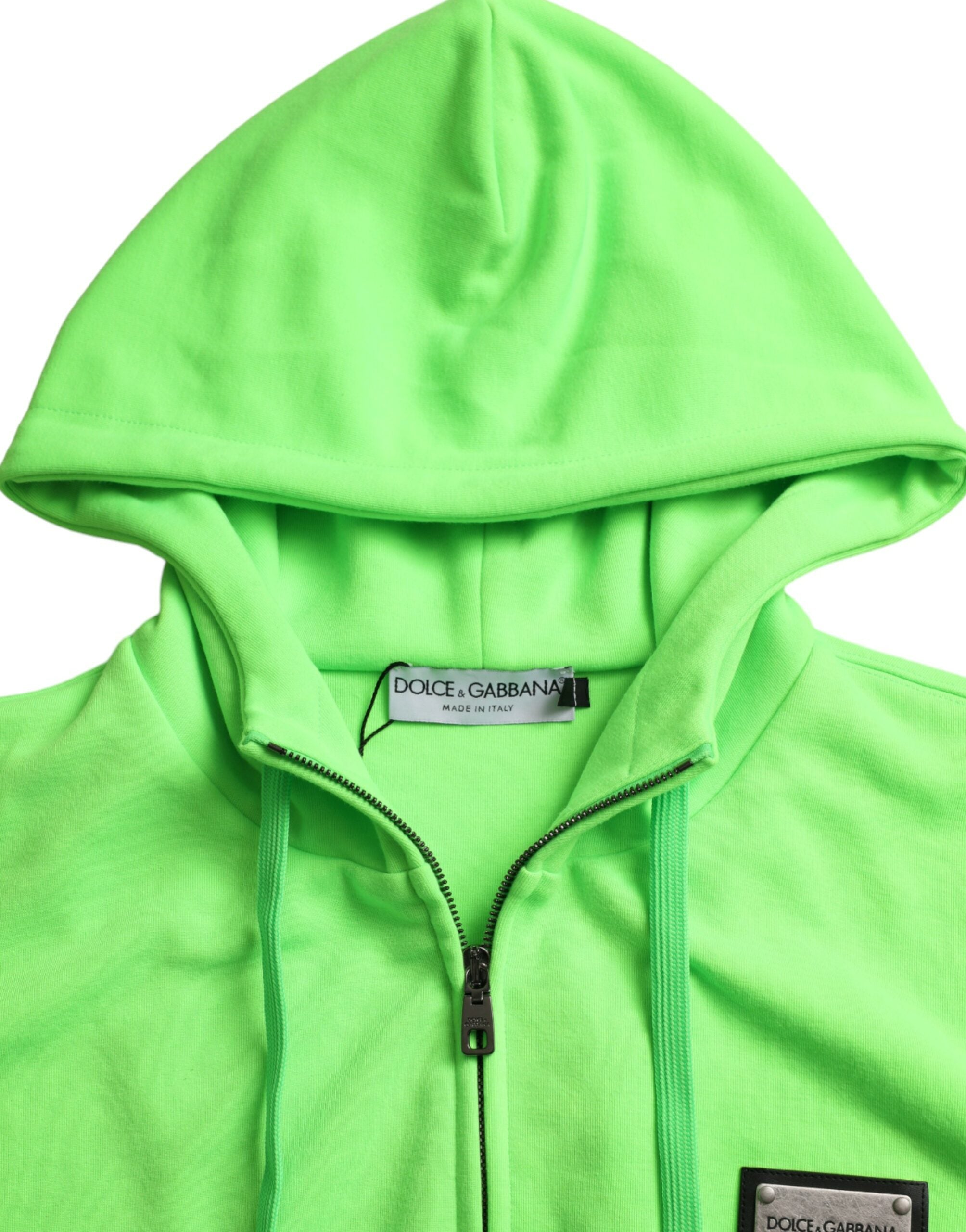 Neon Green Hooded Full Zip Top Sweater - ventzia