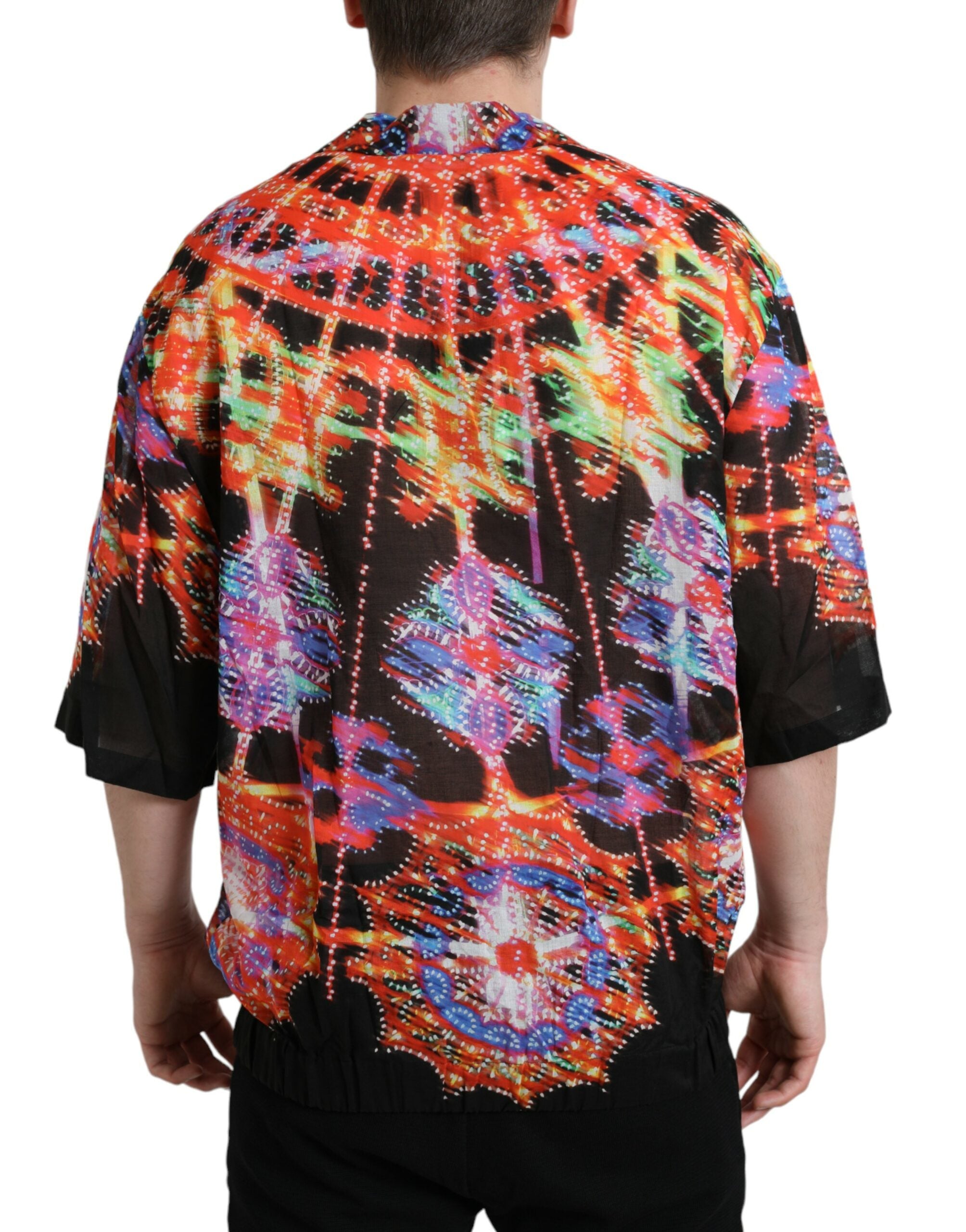 Multicolor Luminarie Print Cotton T-shirt - ventzia