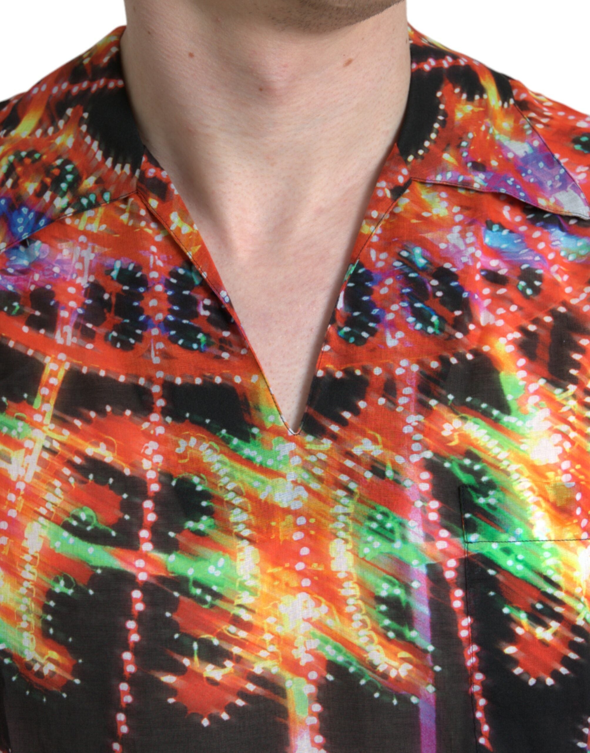 Multicolor Luminarie Print Cotton T-shirt - ventzia
