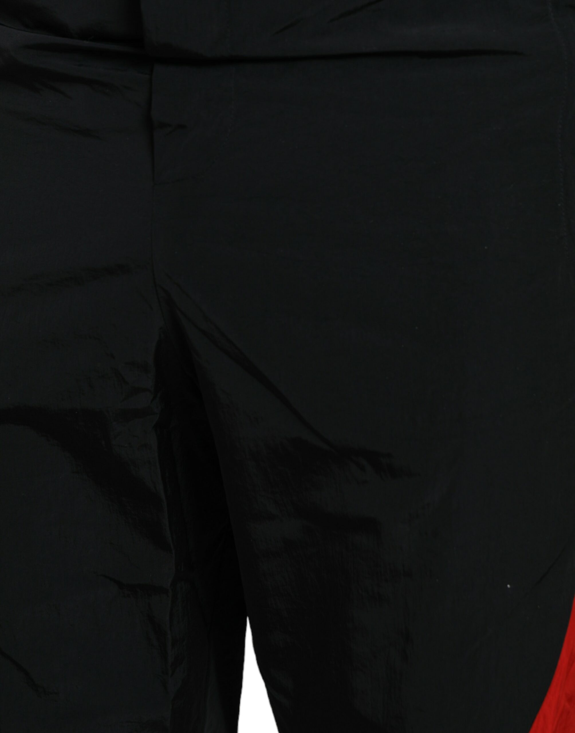 Black Red Leopard Print Nylon Jogger Pants - ventzia