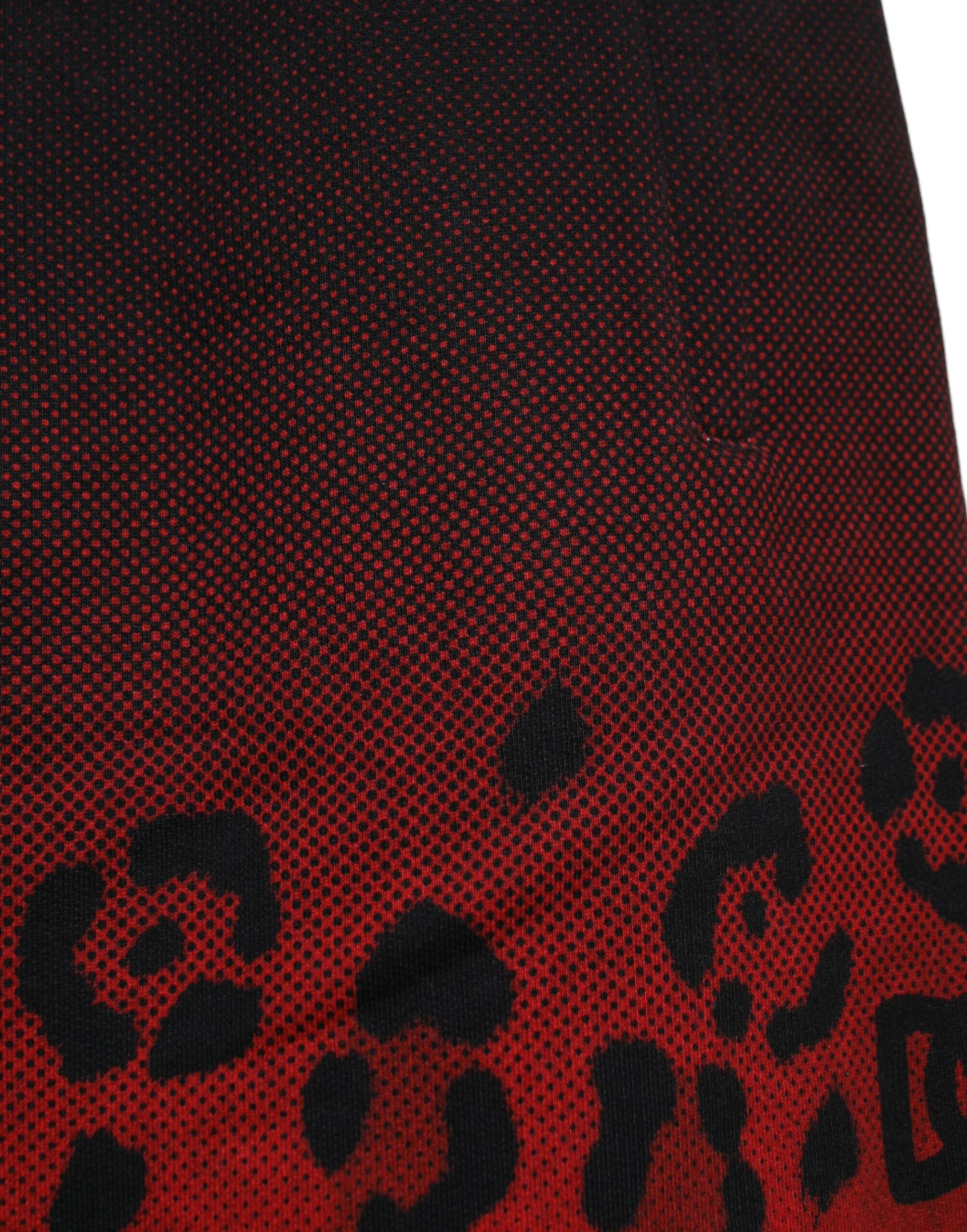 Red Leopard Print Cotton Bermuda Shorts - ventzia
