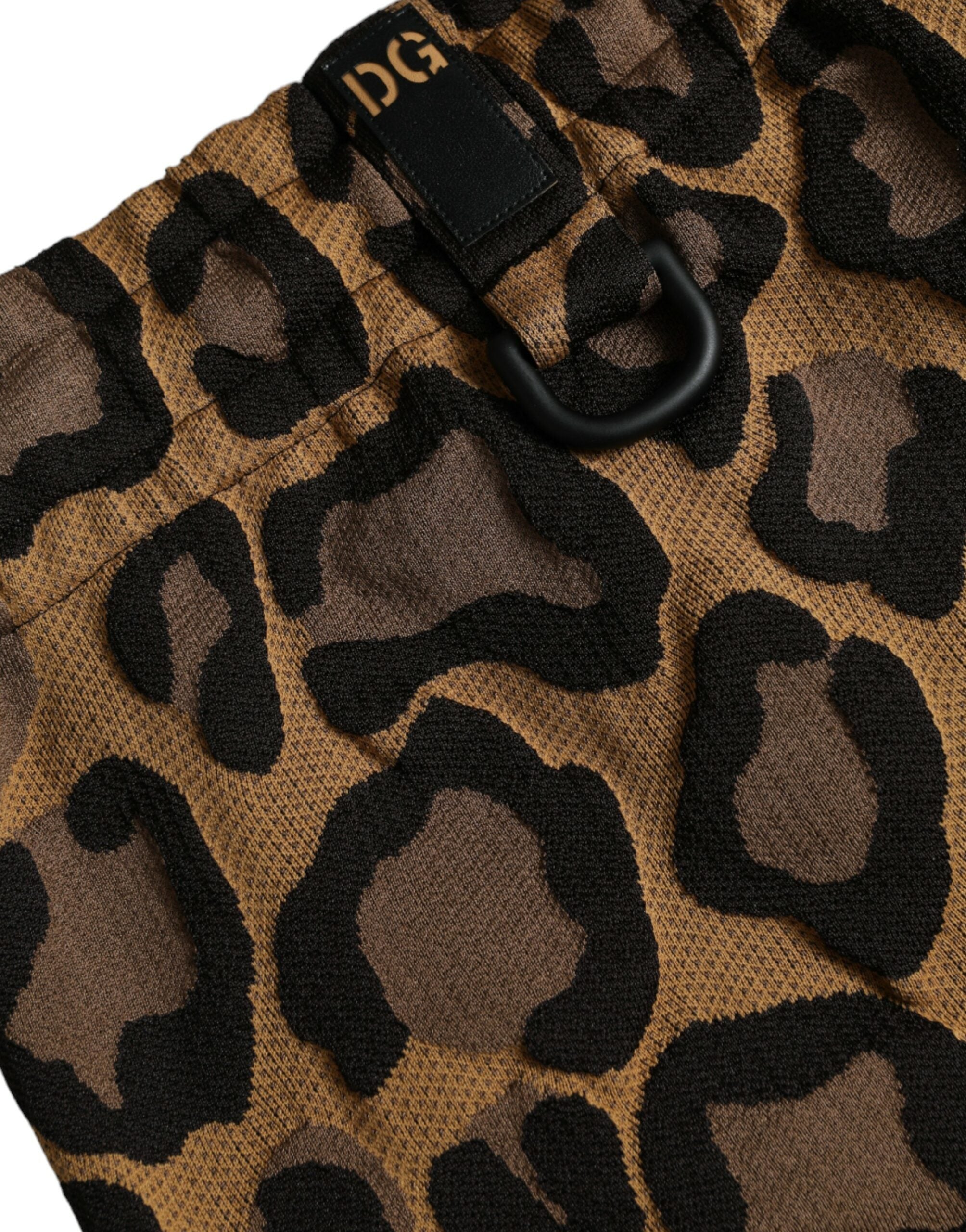 Brown Leopard Print Polyester Jogger Pants - ventzia