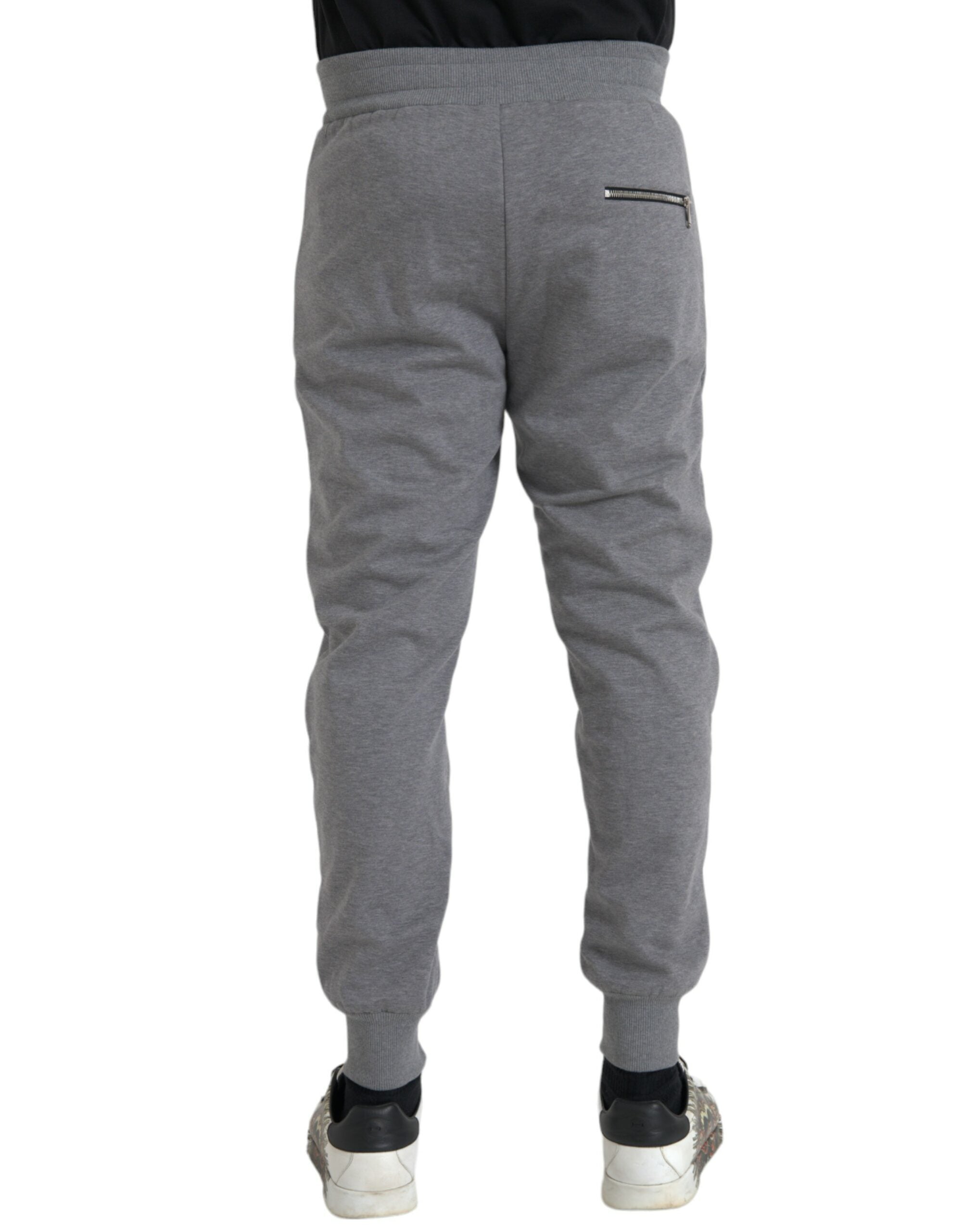 Gray Cotton Jogger Skinny Sweatpants Pants - ventzia