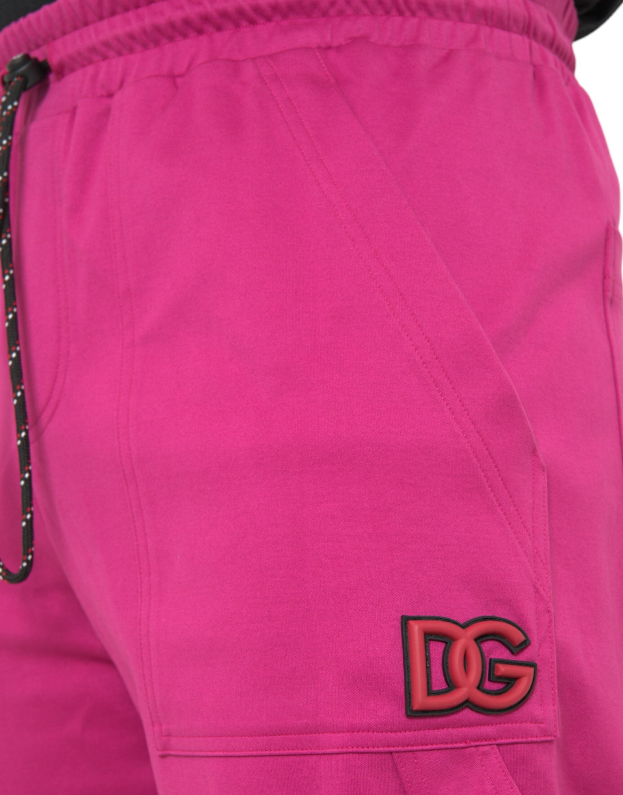 Pink Logo Cargo Cotton Jogger Sweatpants Pants - ventzia