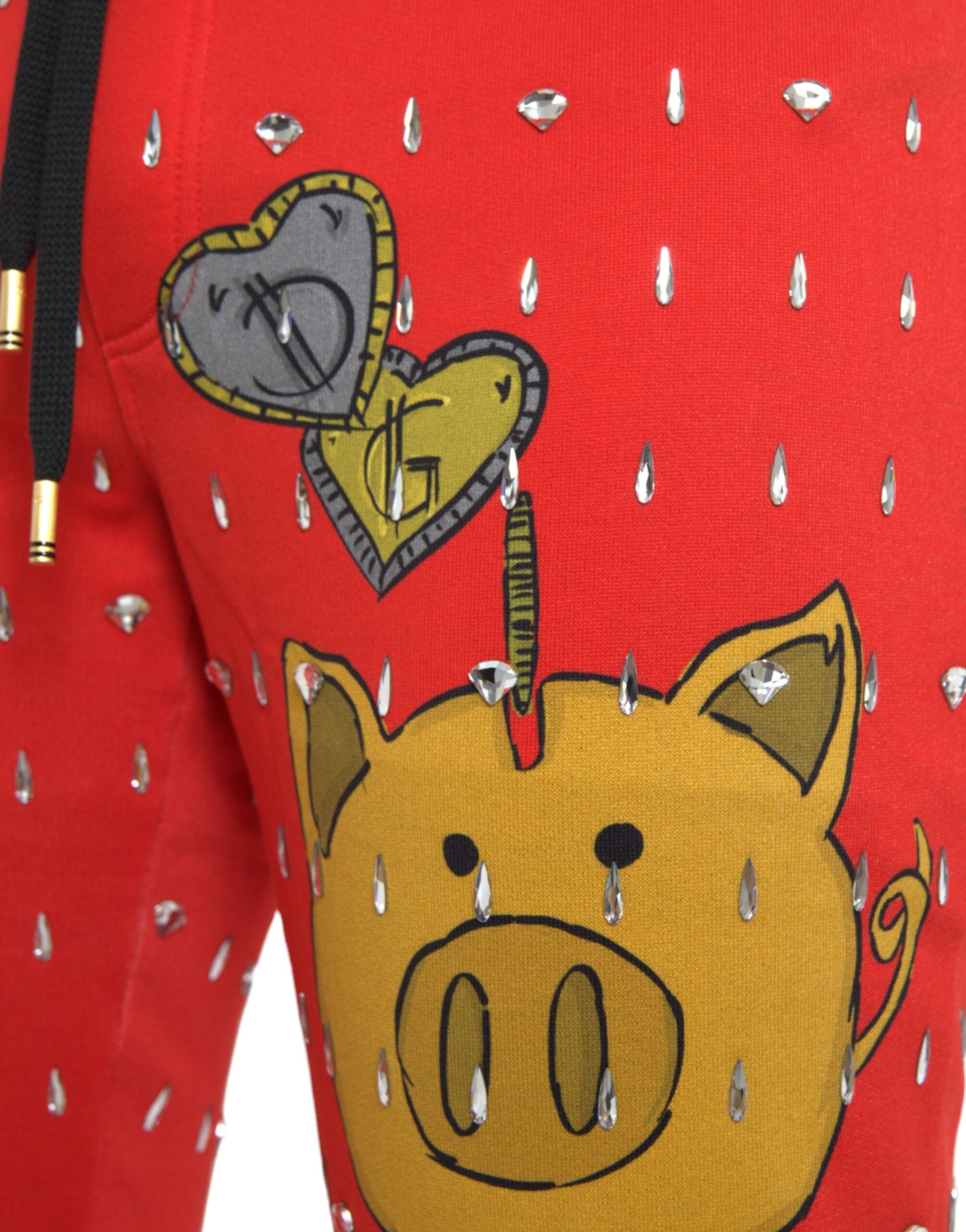 Red Year Of The Pig Jogger Sweatpants Pants - ventzia