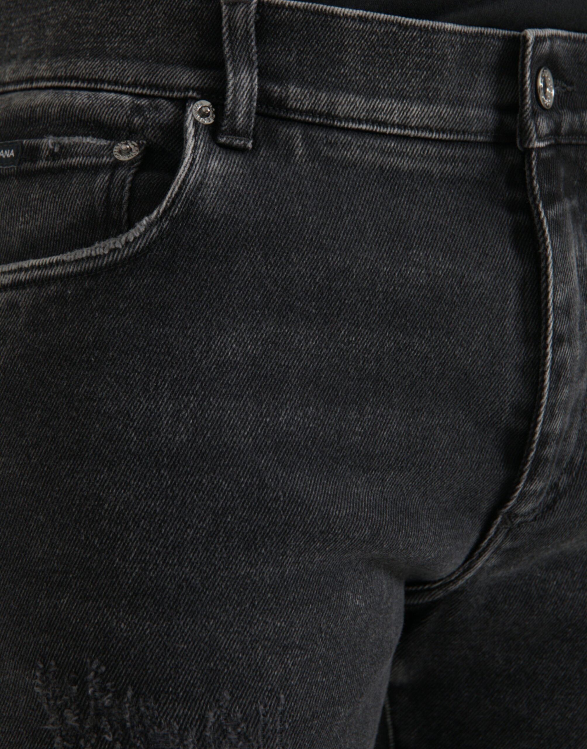Gray Cotton Stretch Skinny Denim Logo Jeans - ventzia