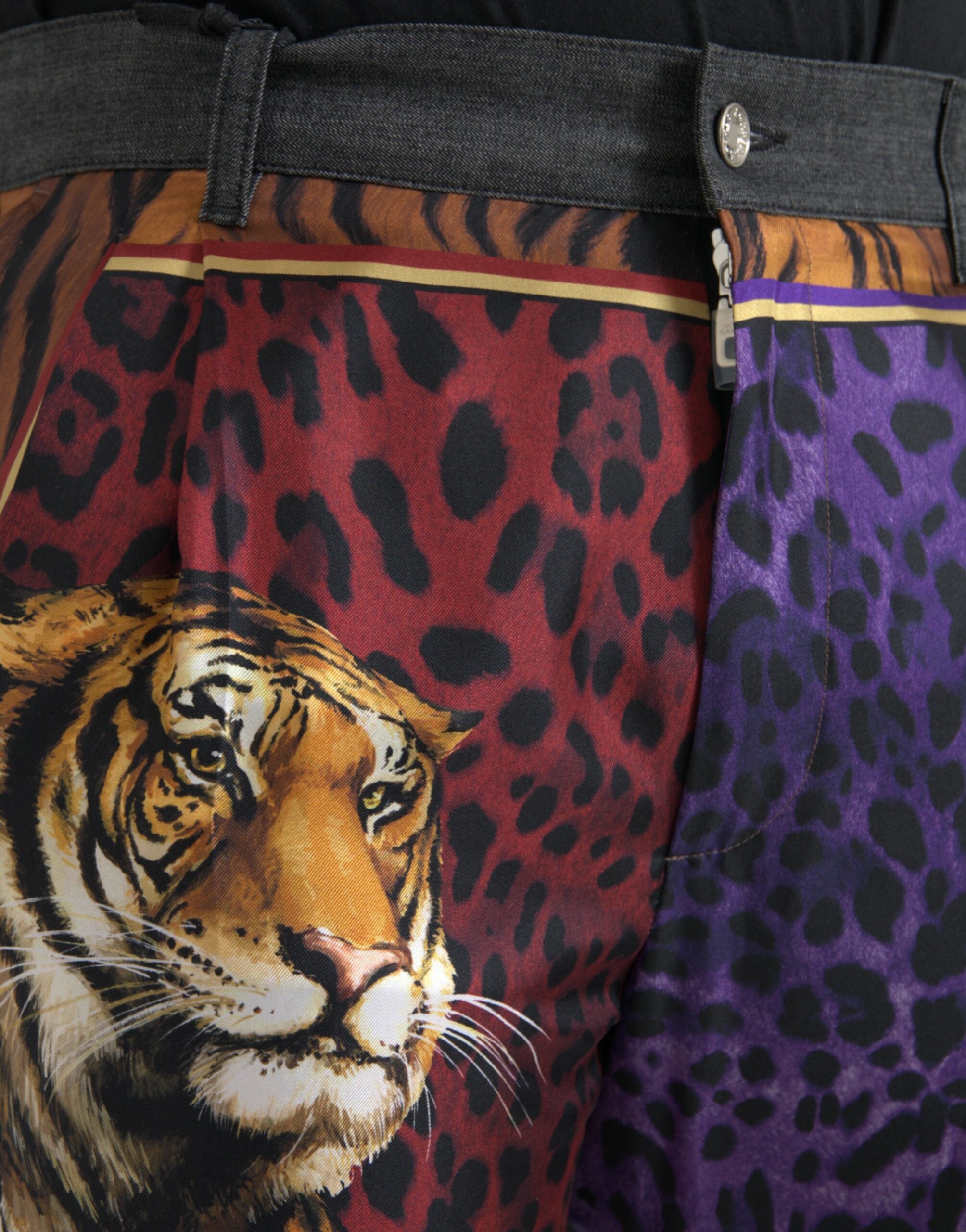 Multicolor Tiger Leopard Cotton Loose Tapered Pants - ventzia