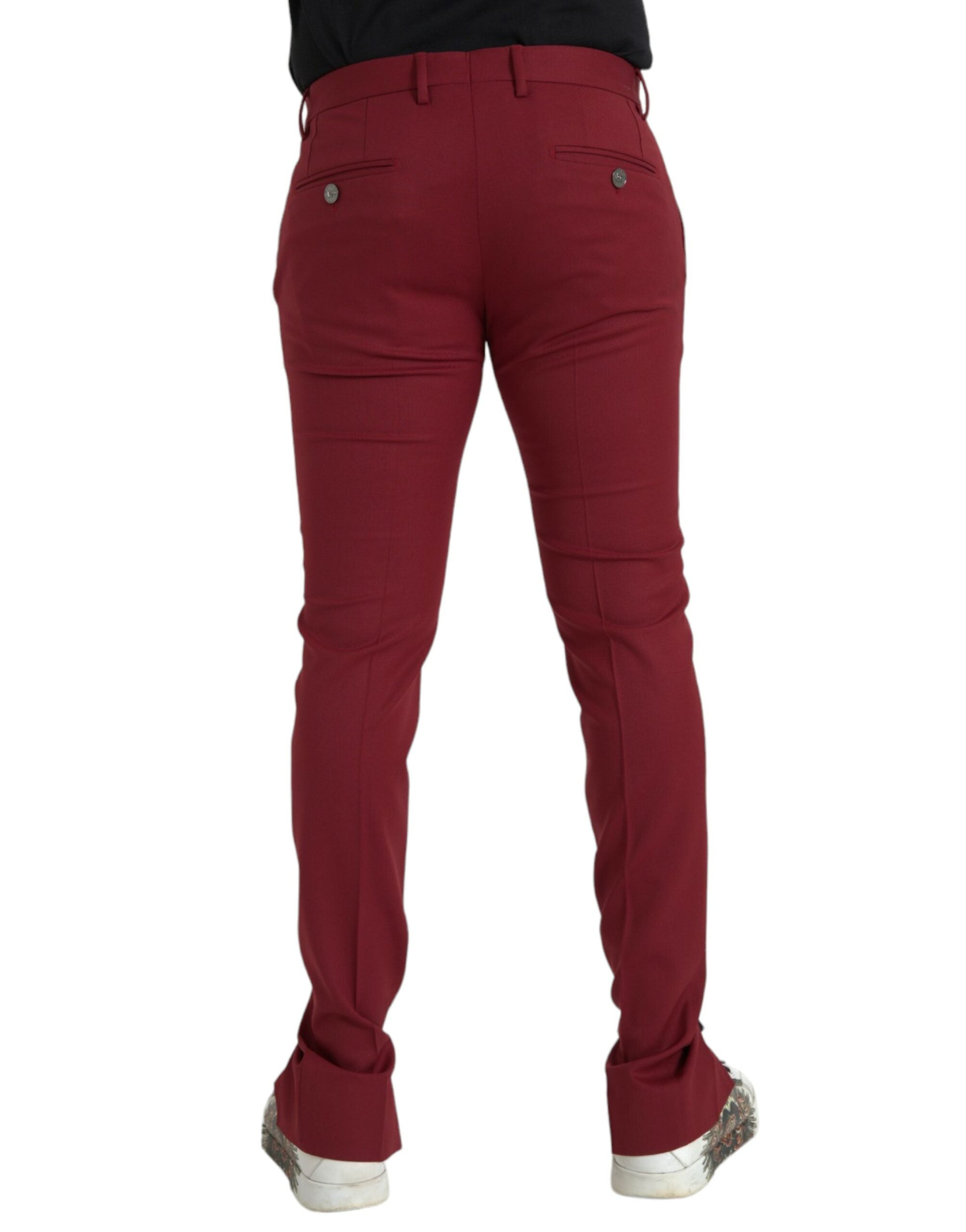 Red Wool Men Slim Fit Dress Pants - ventzia