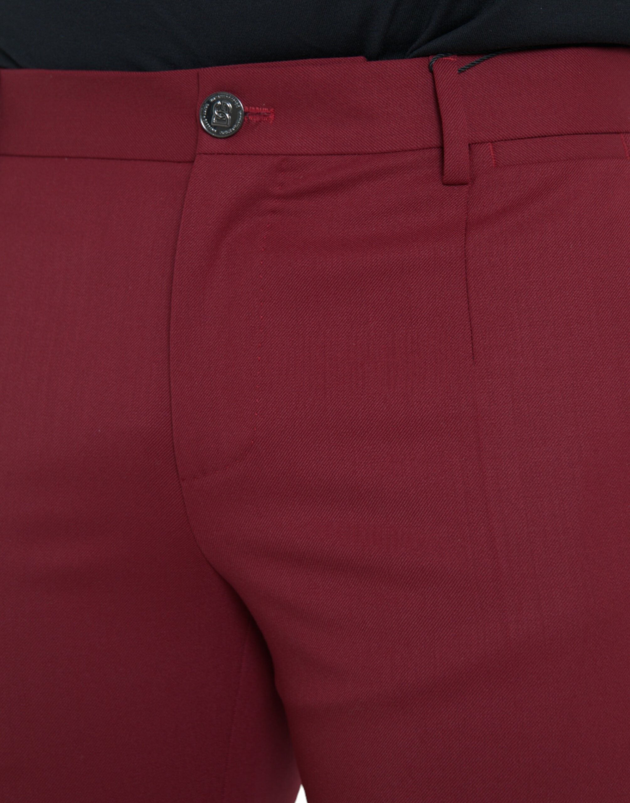 Red Wool Men Slim Fit Dress Pants - ventzia