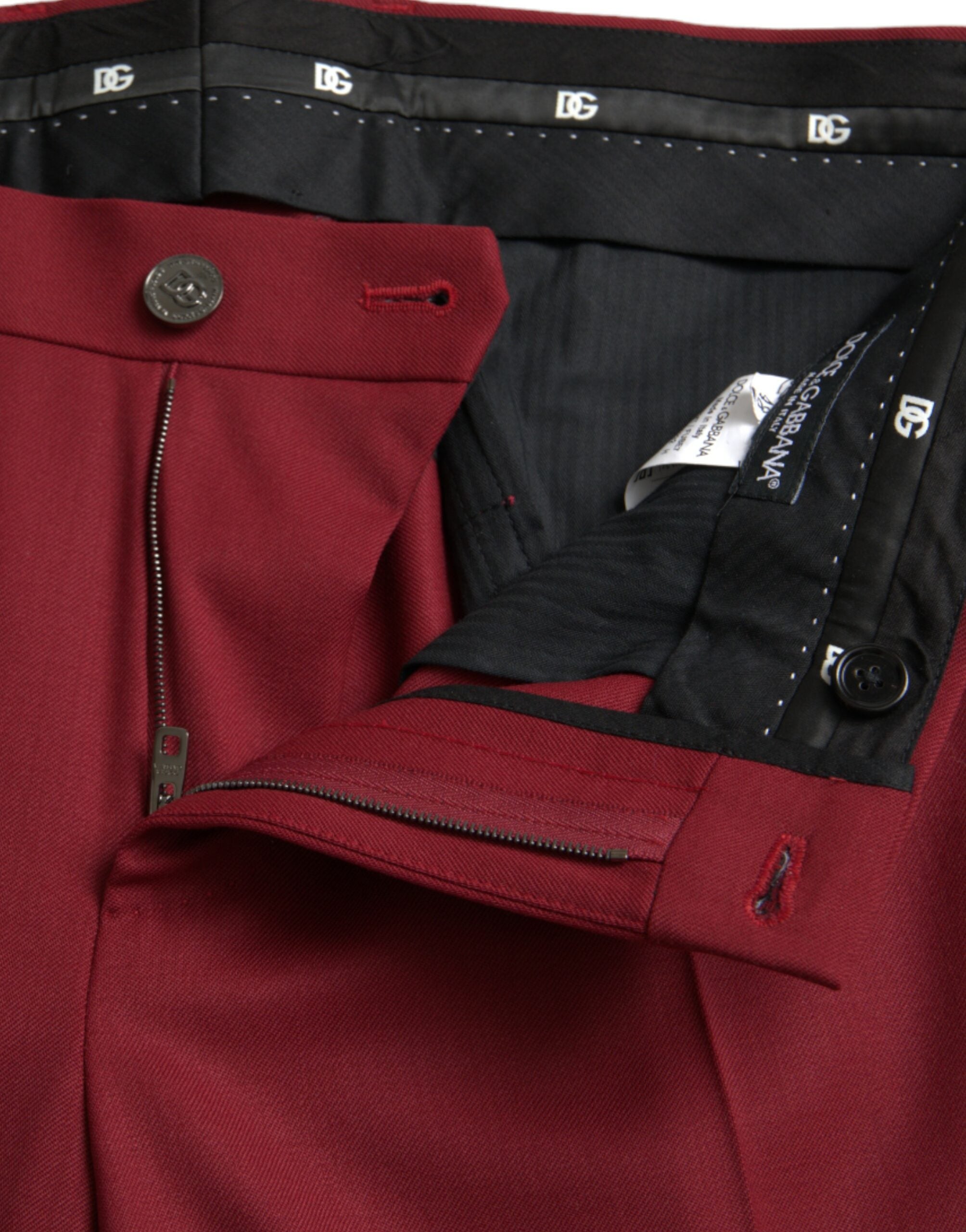 Red Wool Men Slim Fit Dress Pants - ventzia