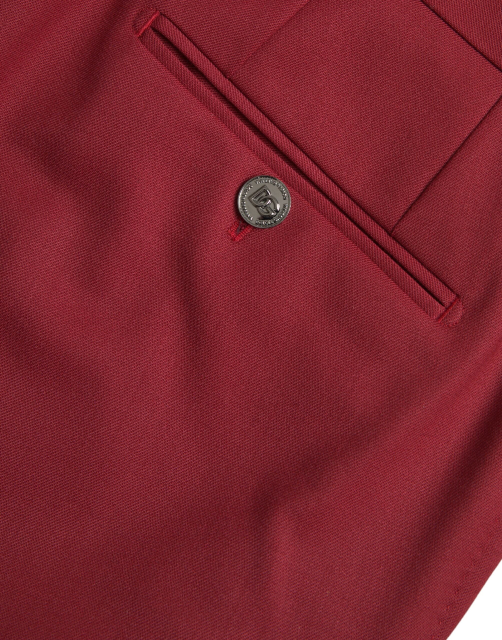 Red Wool Men Slim Fit Dress Pants - ventzia