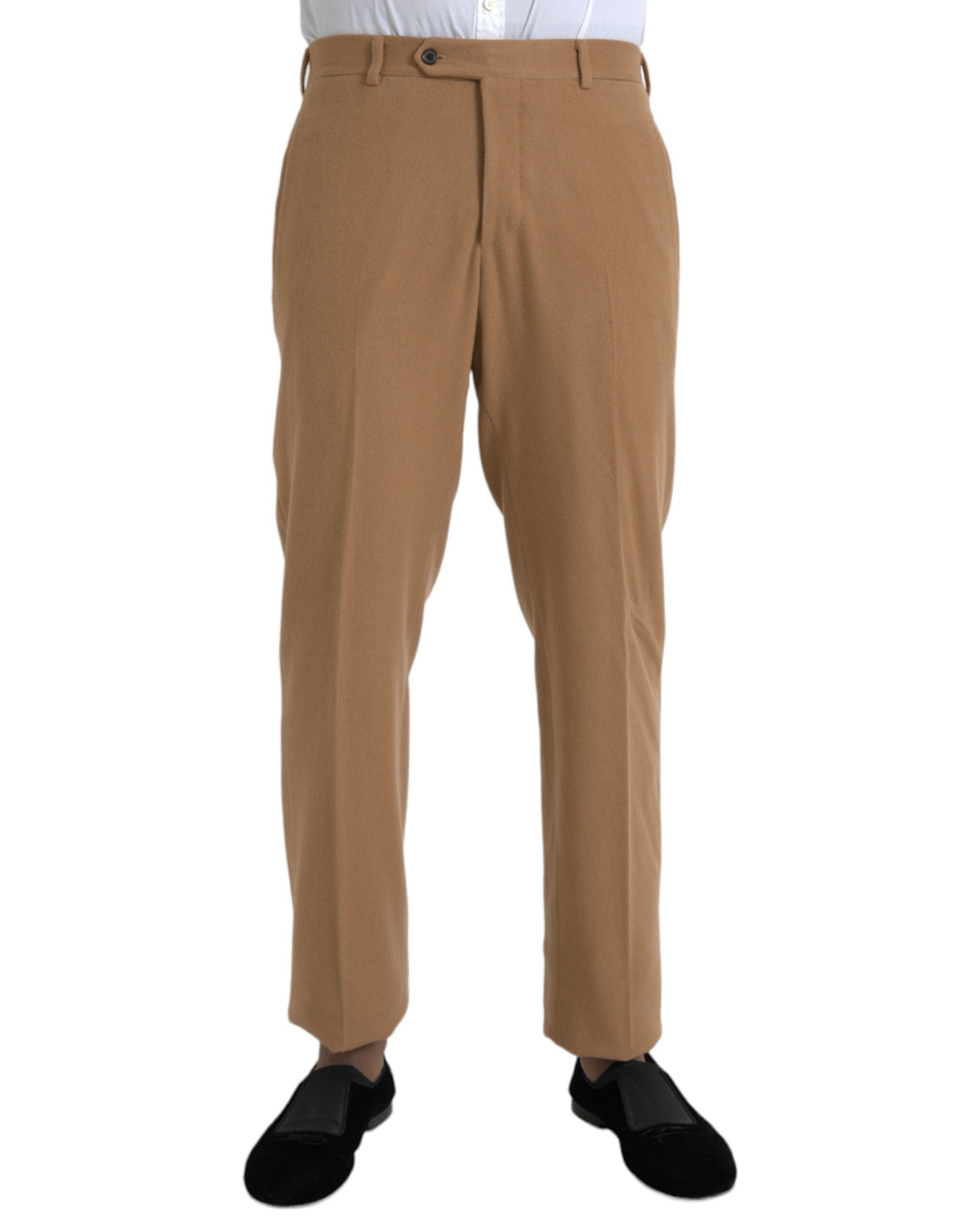 Beige Cashmere Men Straight Fit Dress Pants - ventzia