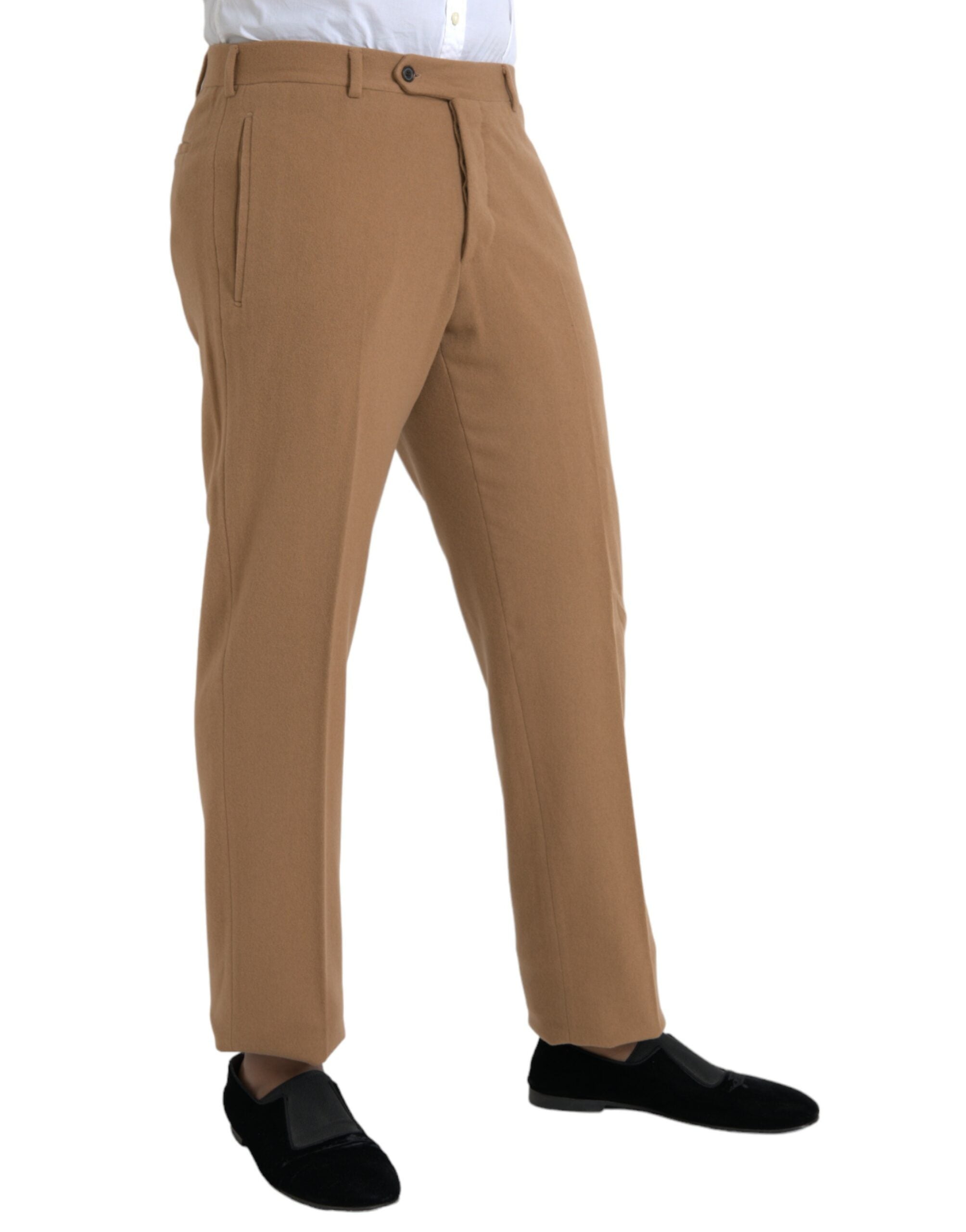 Beige Cashmere Men Straight Fit Dress Pants - ventzia