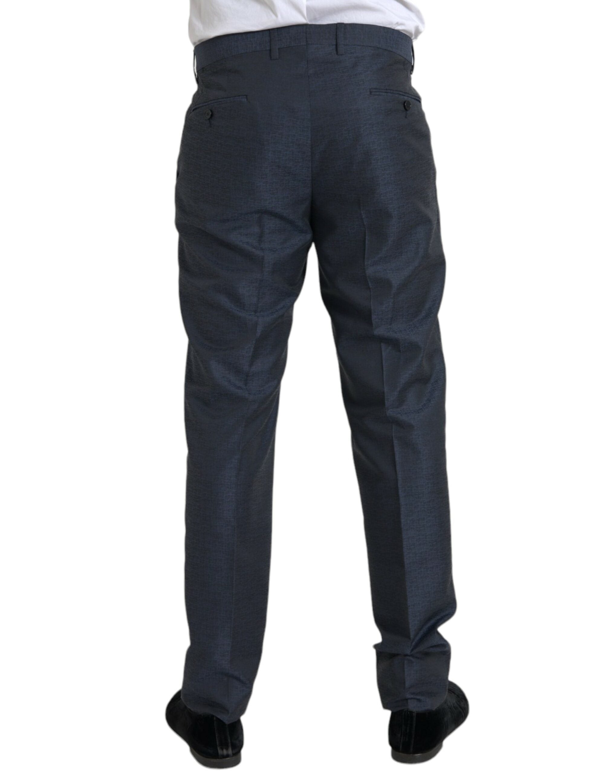 Blue Wool Men Skinny Dress Pants - ventzia