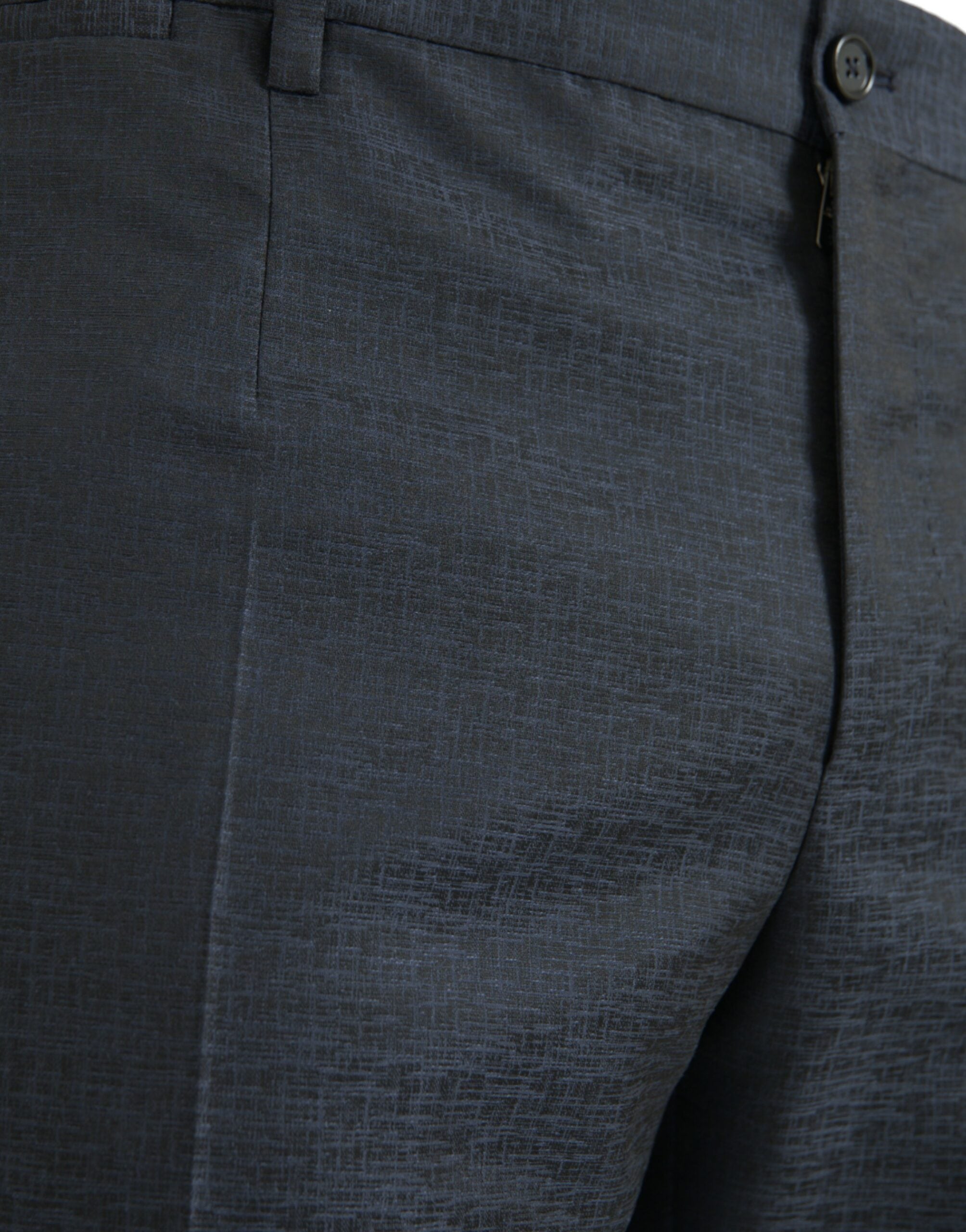 Blue Wool Men Skinny Dress Pants - ventzia