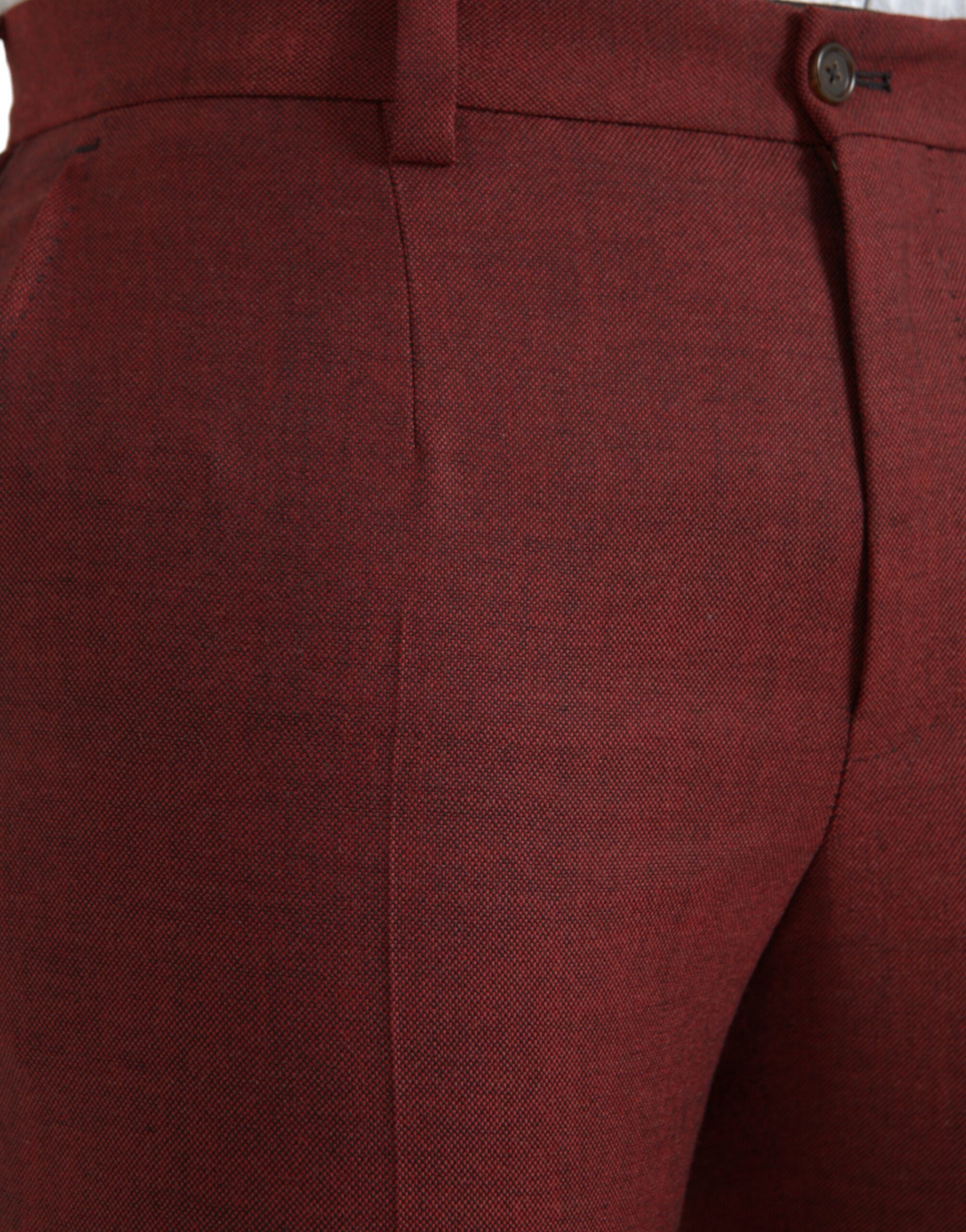 Maroon Wool Men Skinny Dress Pants - ventzia