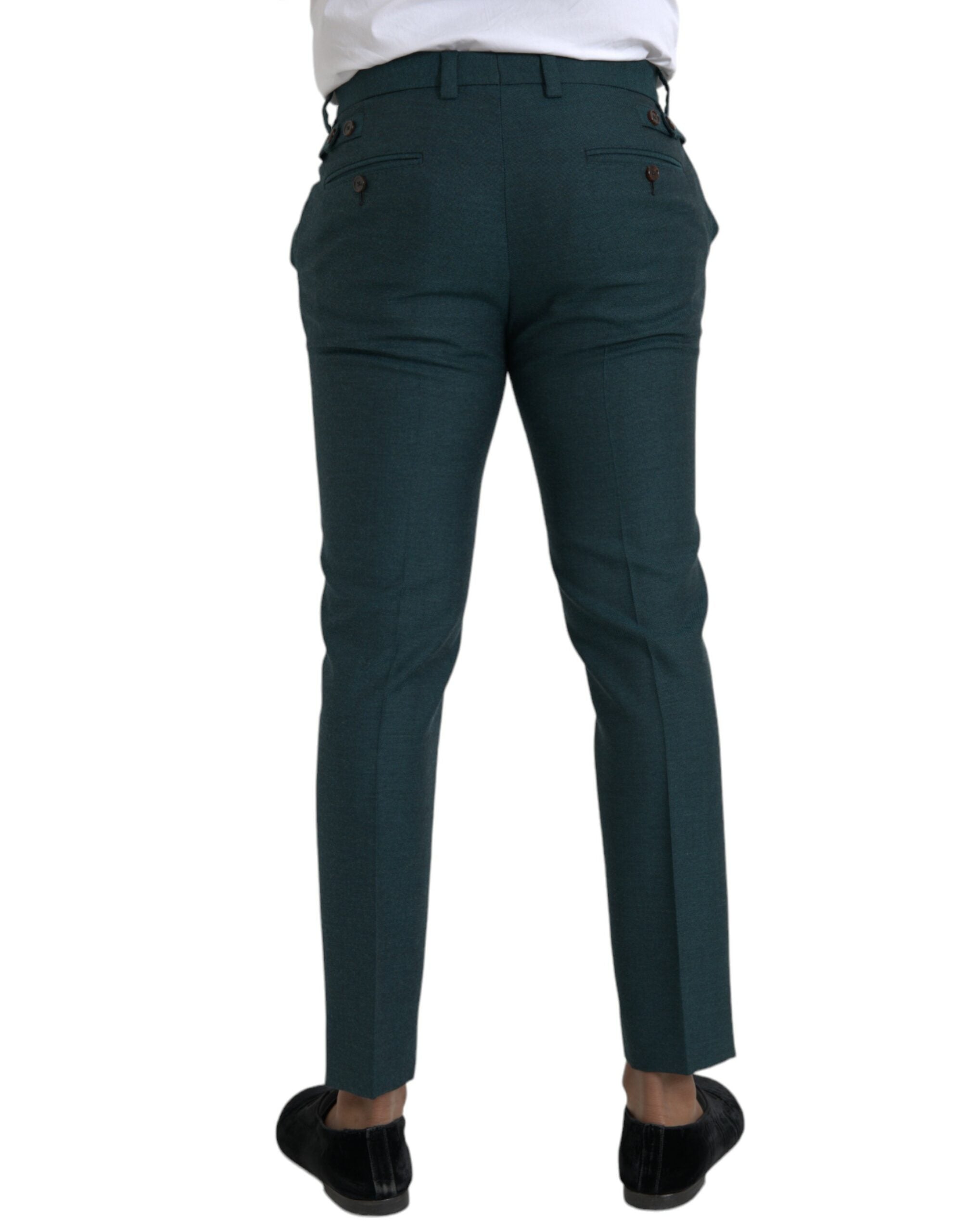 Green Wool Skinny Slim Dress Pants - ventzia